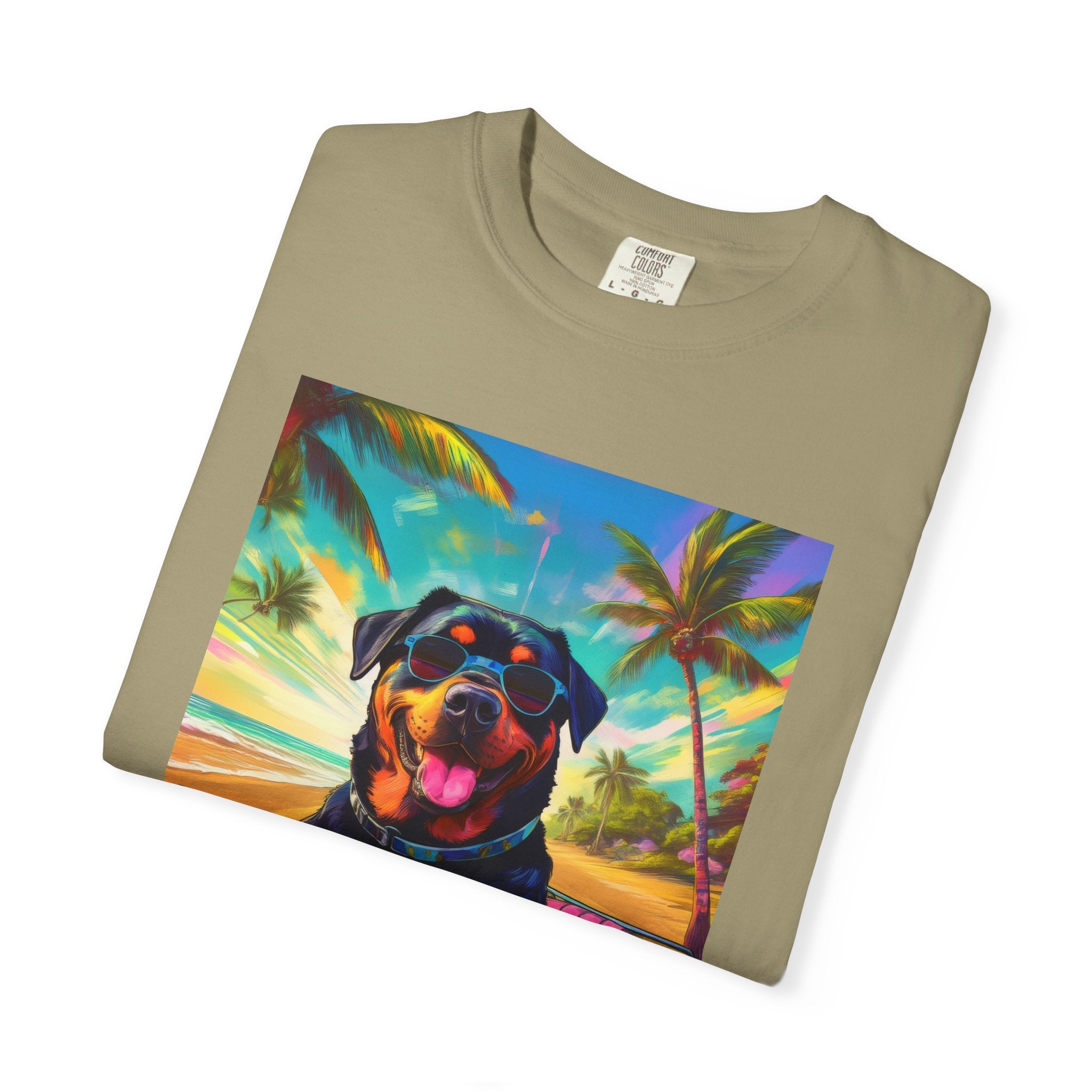 Rottweiler Beach Drive Unisex Garment-Dyed T-shirt