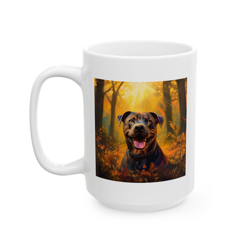 Pit Bull Brindle Autumn Ceramic Mug, (11oz, 15oz)