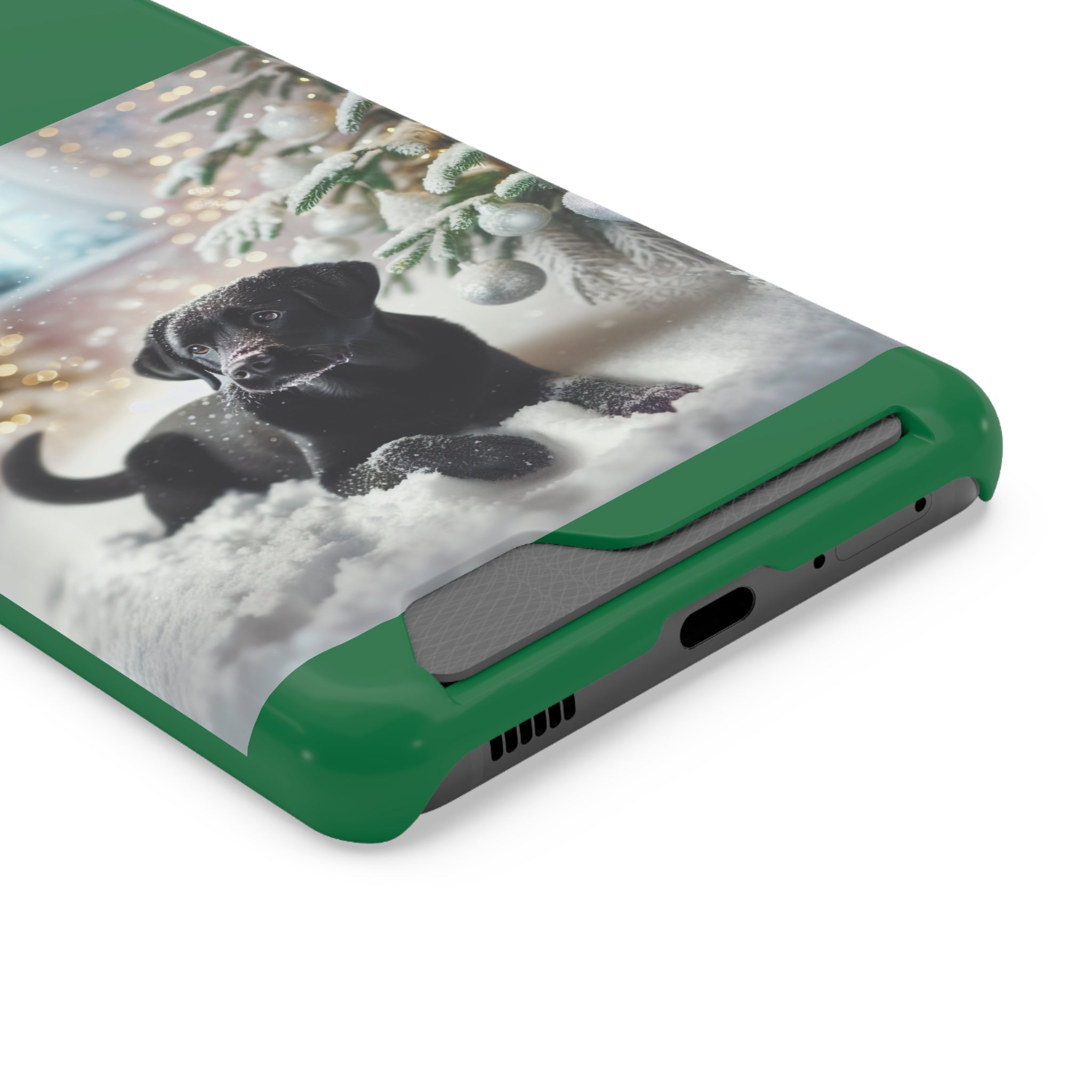 Black Lab Holiday Phone Case with Card Holder
