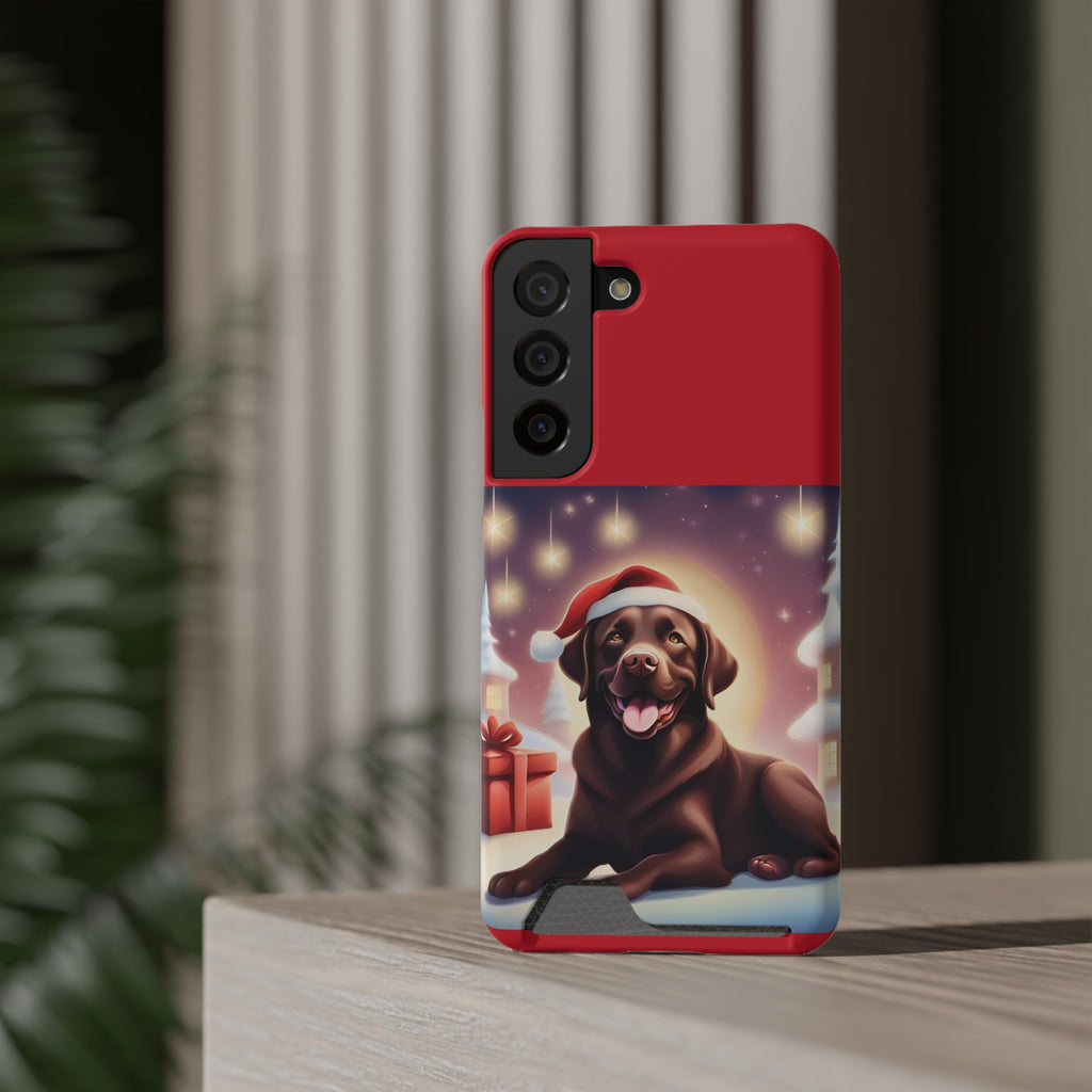Choclate Lab Holiday Phone Case with Card Holder