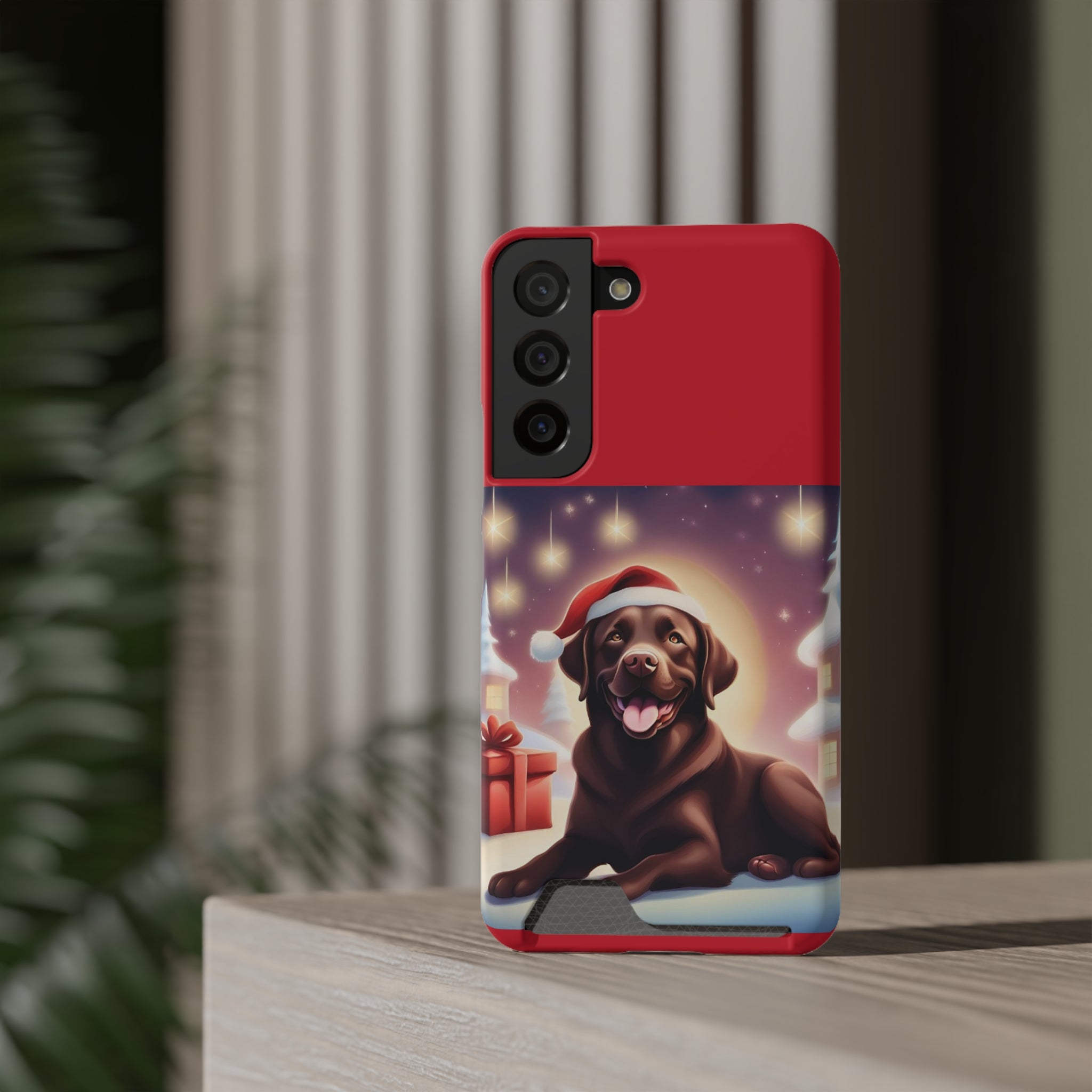 Choclate Lab Holiday Phone Case with Card Holder