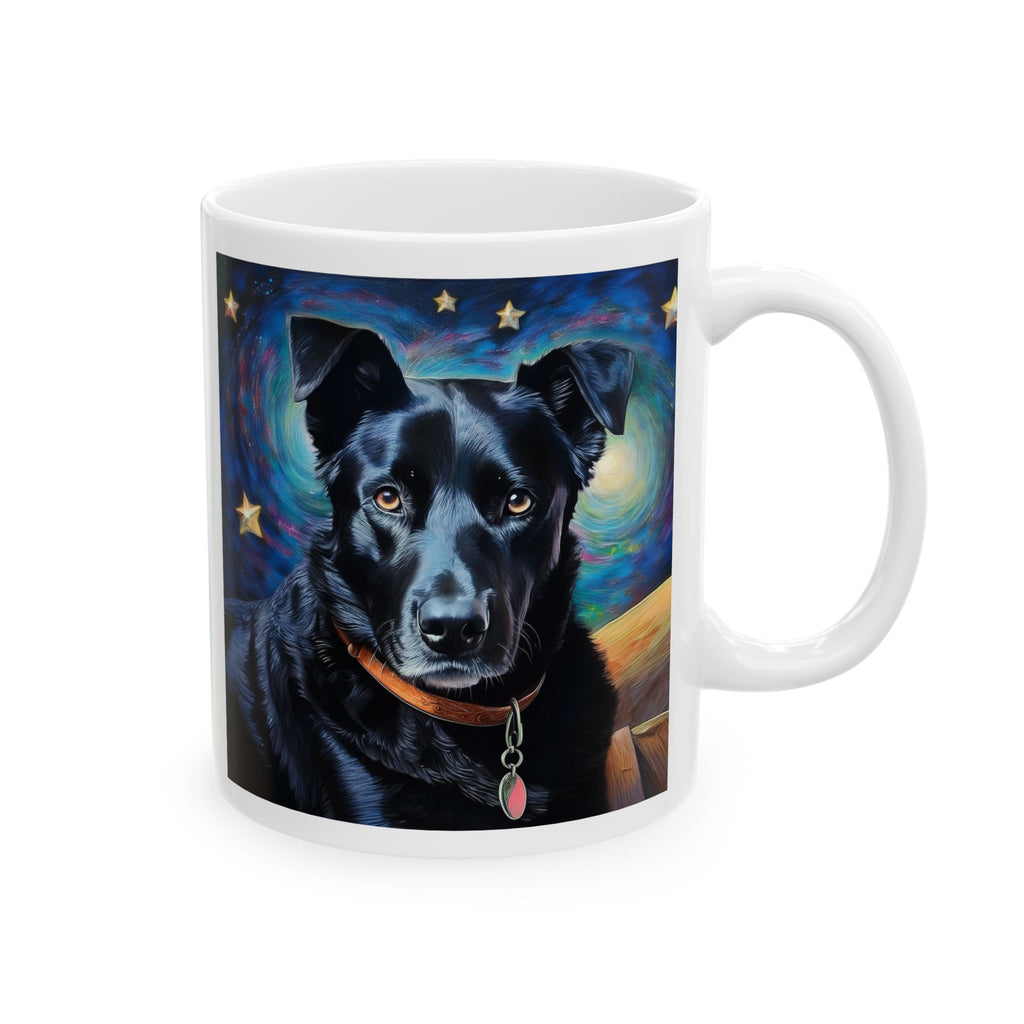 Black Shepherd Lab Stary Night Ceramic Mug, (11oz, 15oz)