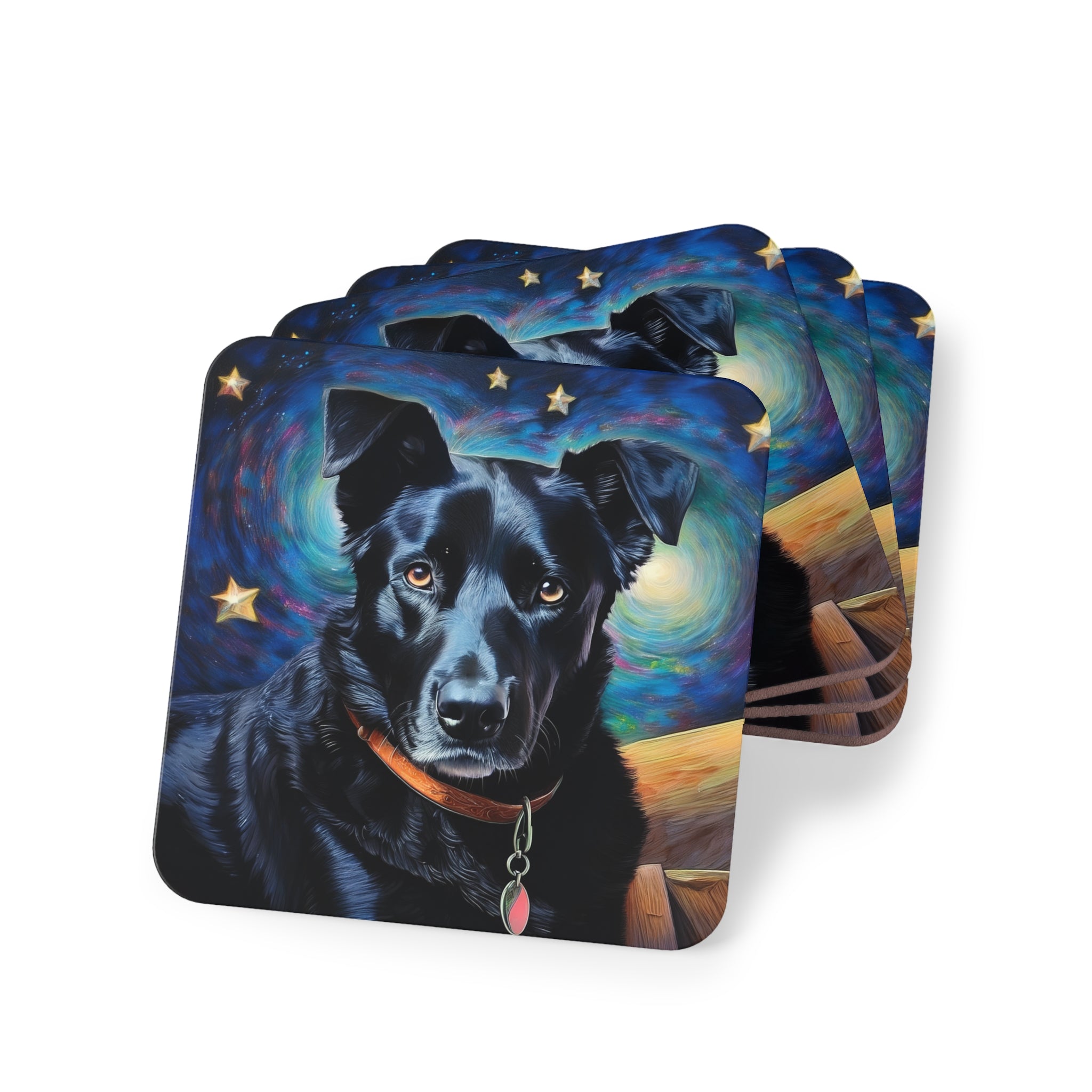 Black Shepherd Lab Stary Night Coasters