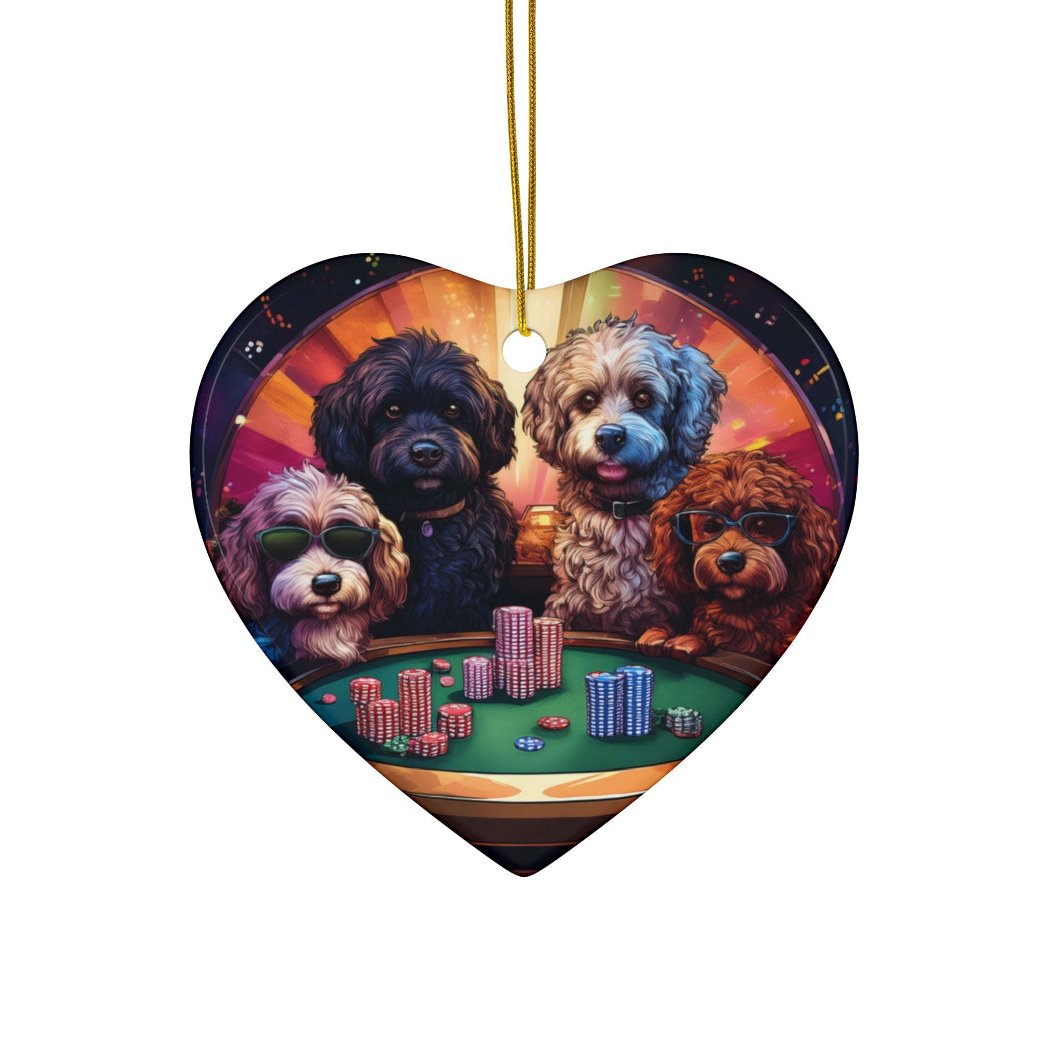 Doodle Poker Game Ceramic Ornament