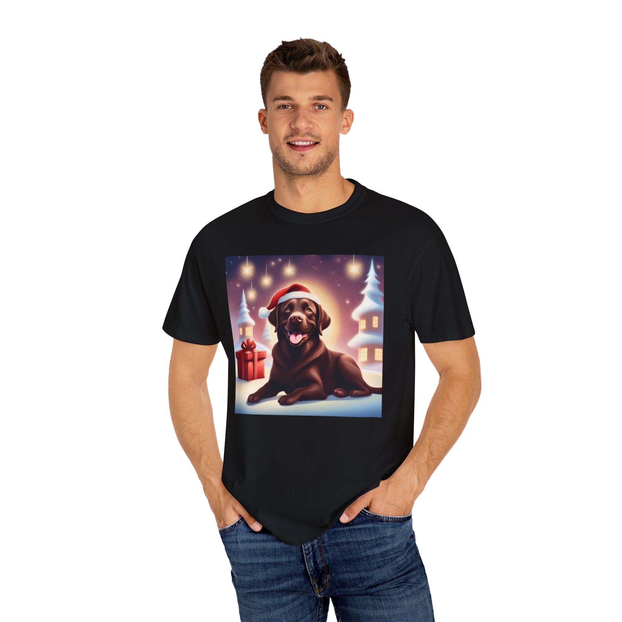 Chocolate Lab Holiday Unisex Garment-Dyed T-shirt