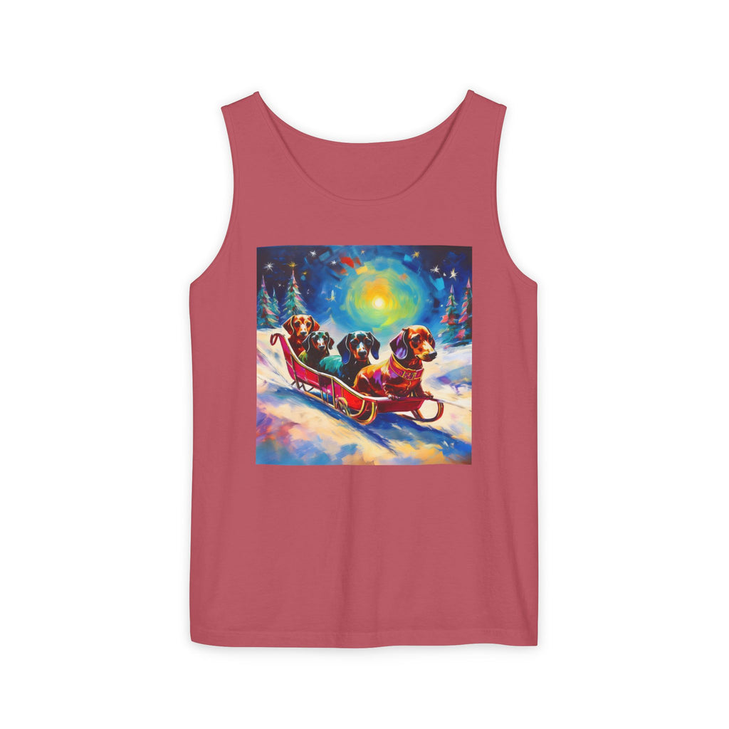 Dachshund Night Sleighride Unisex Tank Top