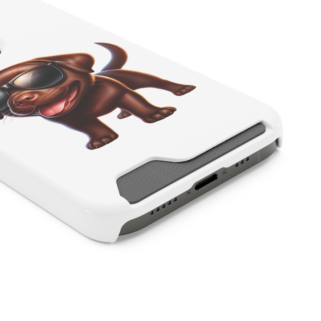 Chocolate Lab with Sunglasses Phone Case with Card Holder