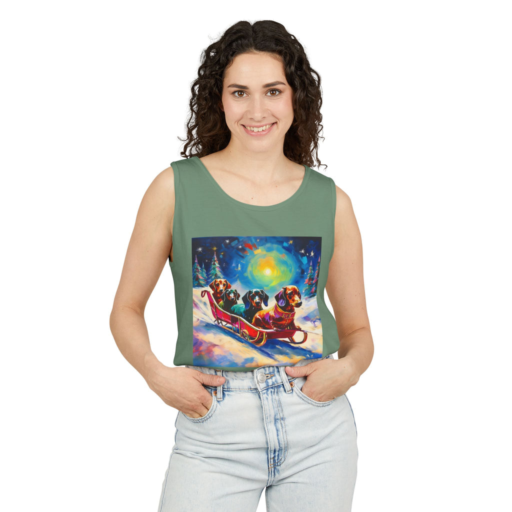 Dachshund Night Sleighride Unisex Tank Top