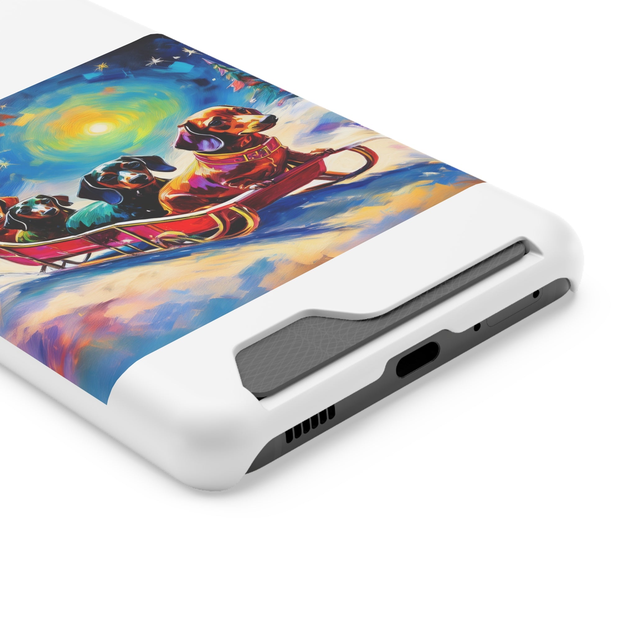 Dachshund Night Sleighride Phone Case with Card Holder