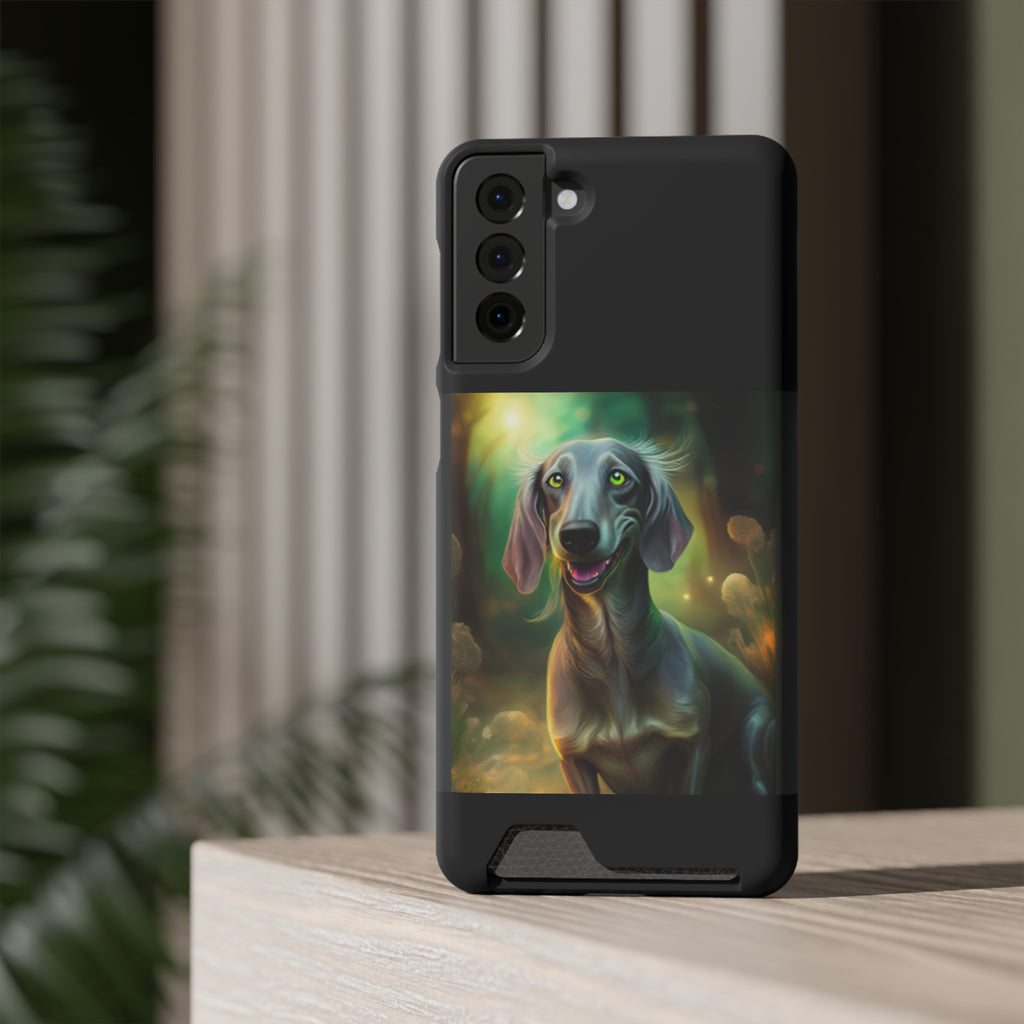 Dachshund Silver Grey Phone Case with Card Holder