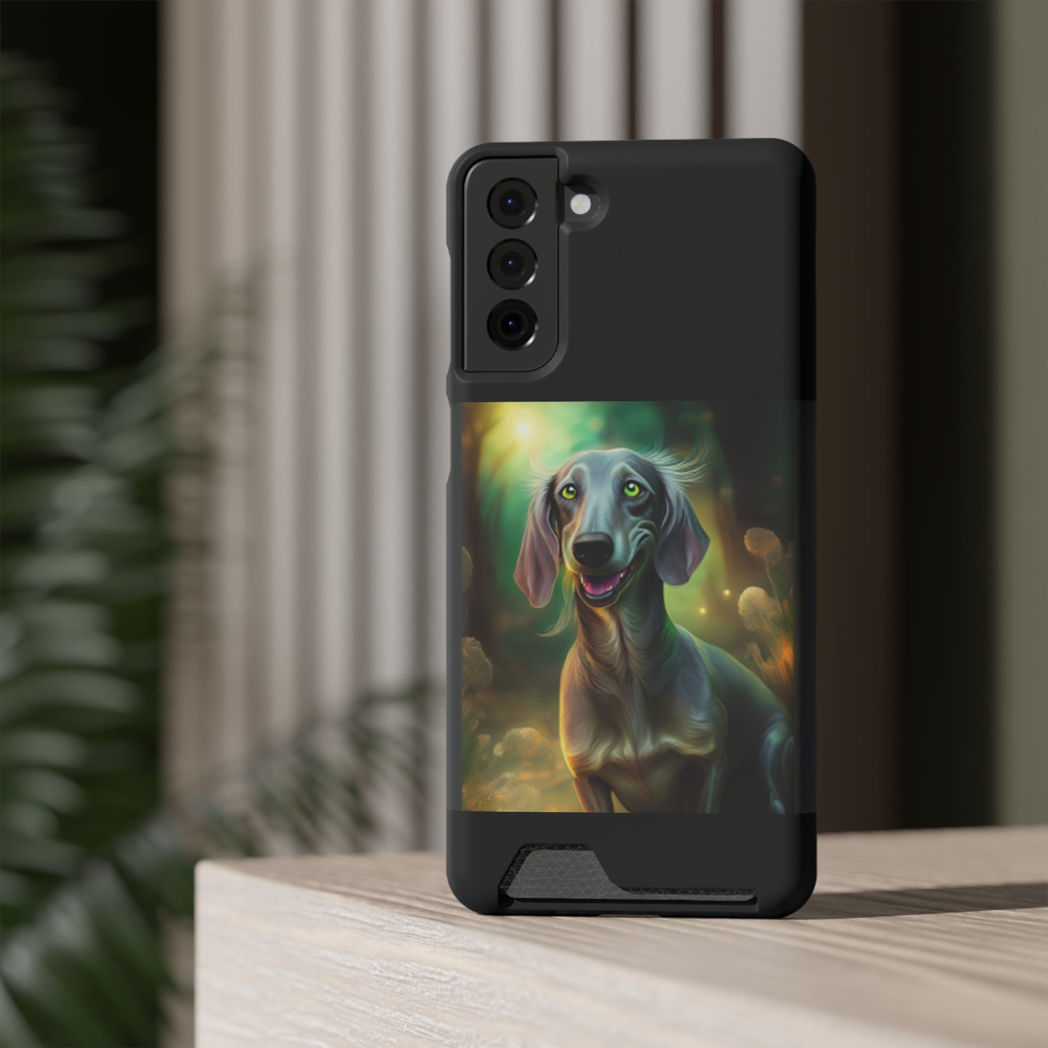 Dachshund Silver Grey Phone Case with Card Holder