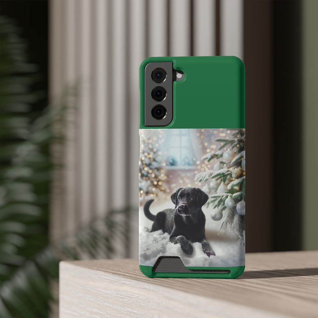 Black Lab Holiday Phone Case with Card Holder
