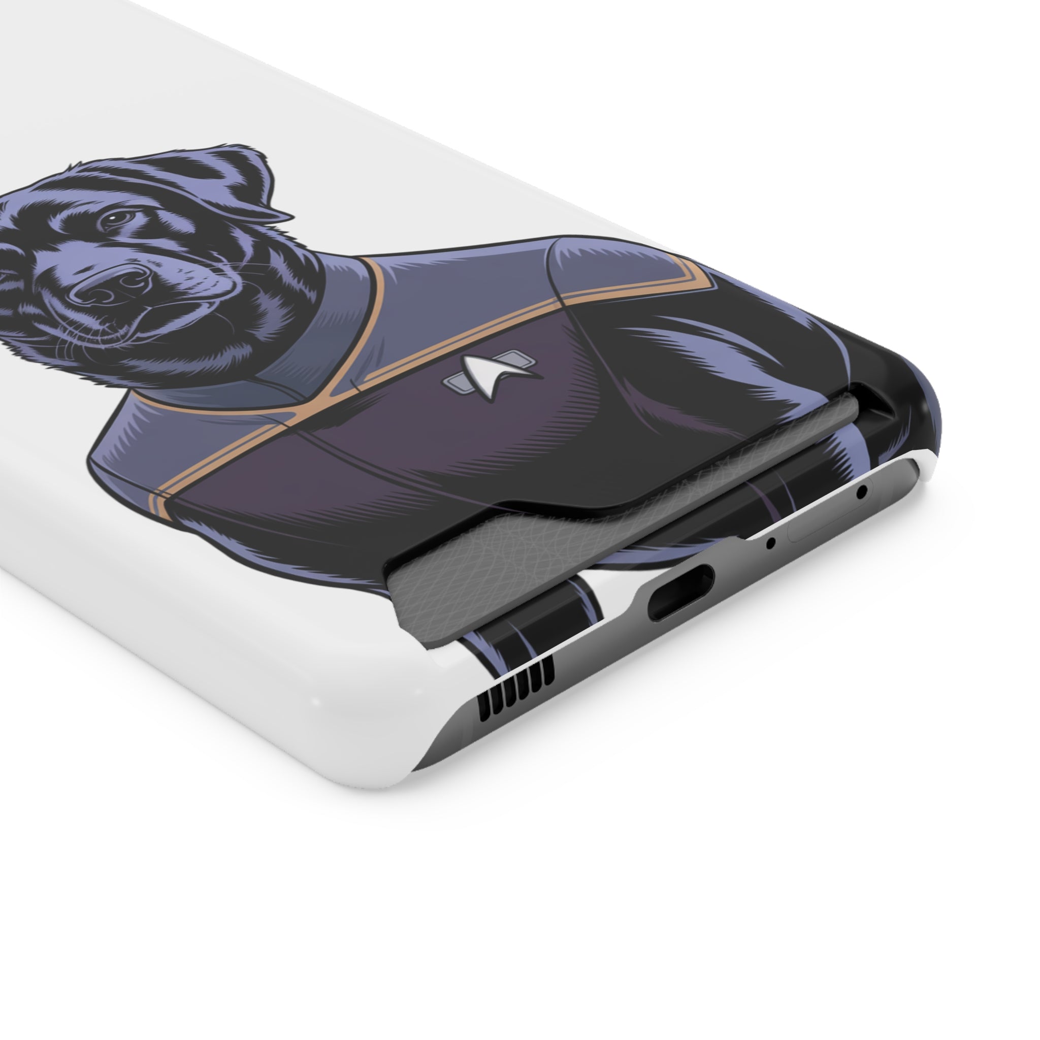 Black Lab Dog-Fleet Phone Case with Card Holder