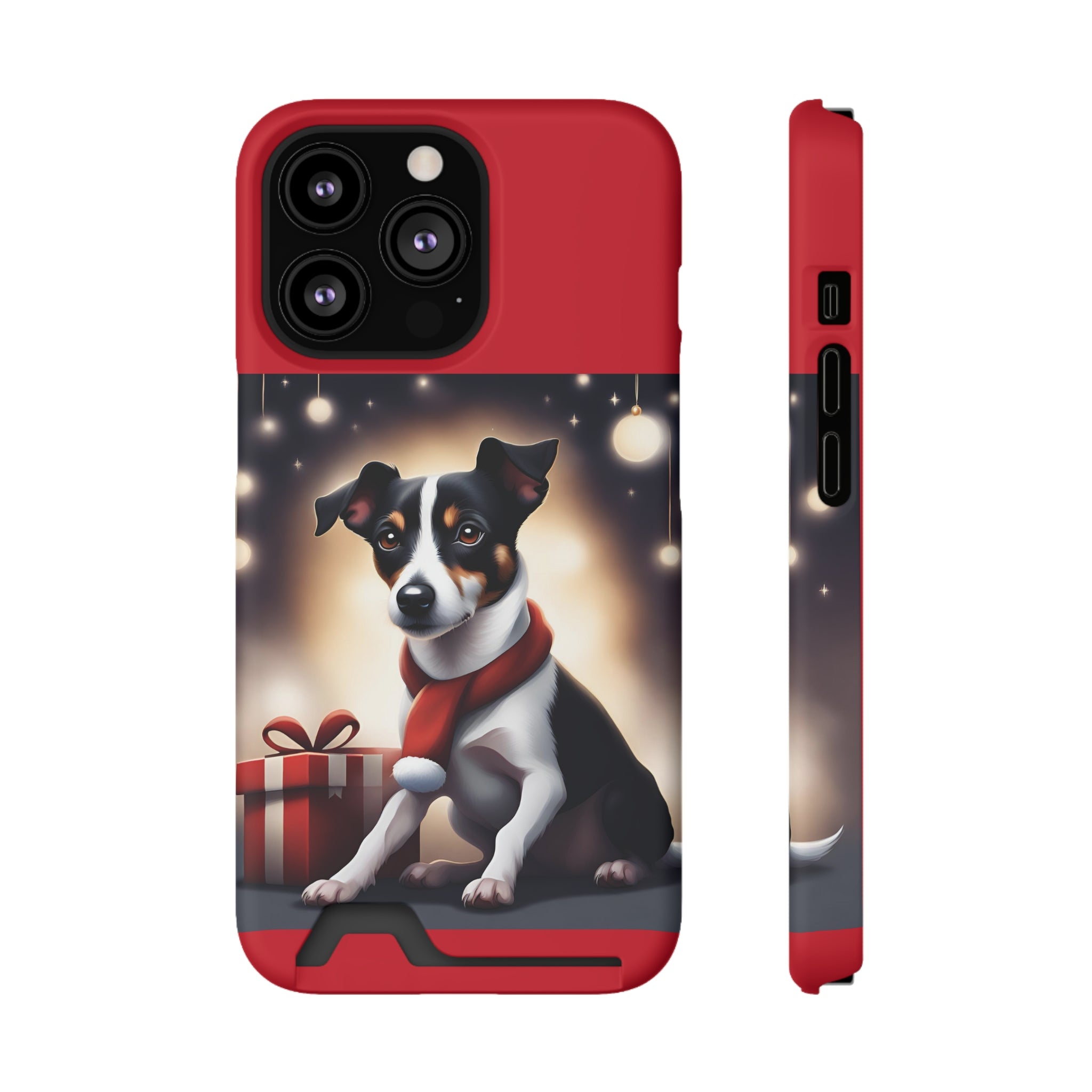 Jack Russel Holiday Phone Case with Card Holder