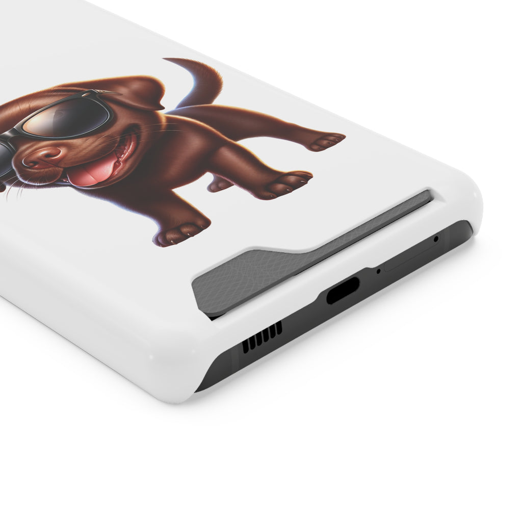 Chocolate Lab with Sunglasses Phone Case with Card Holder