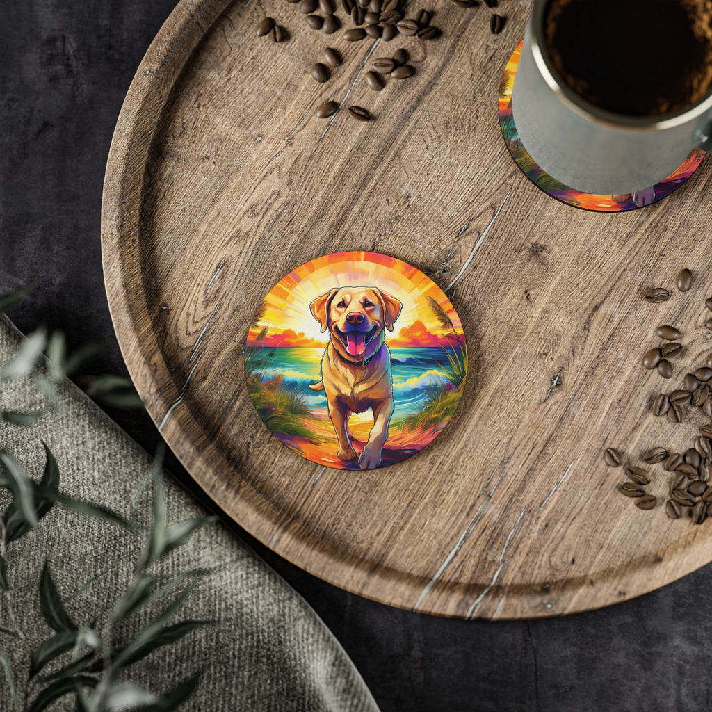 Yellow Lab Sunset Beach Coasters
