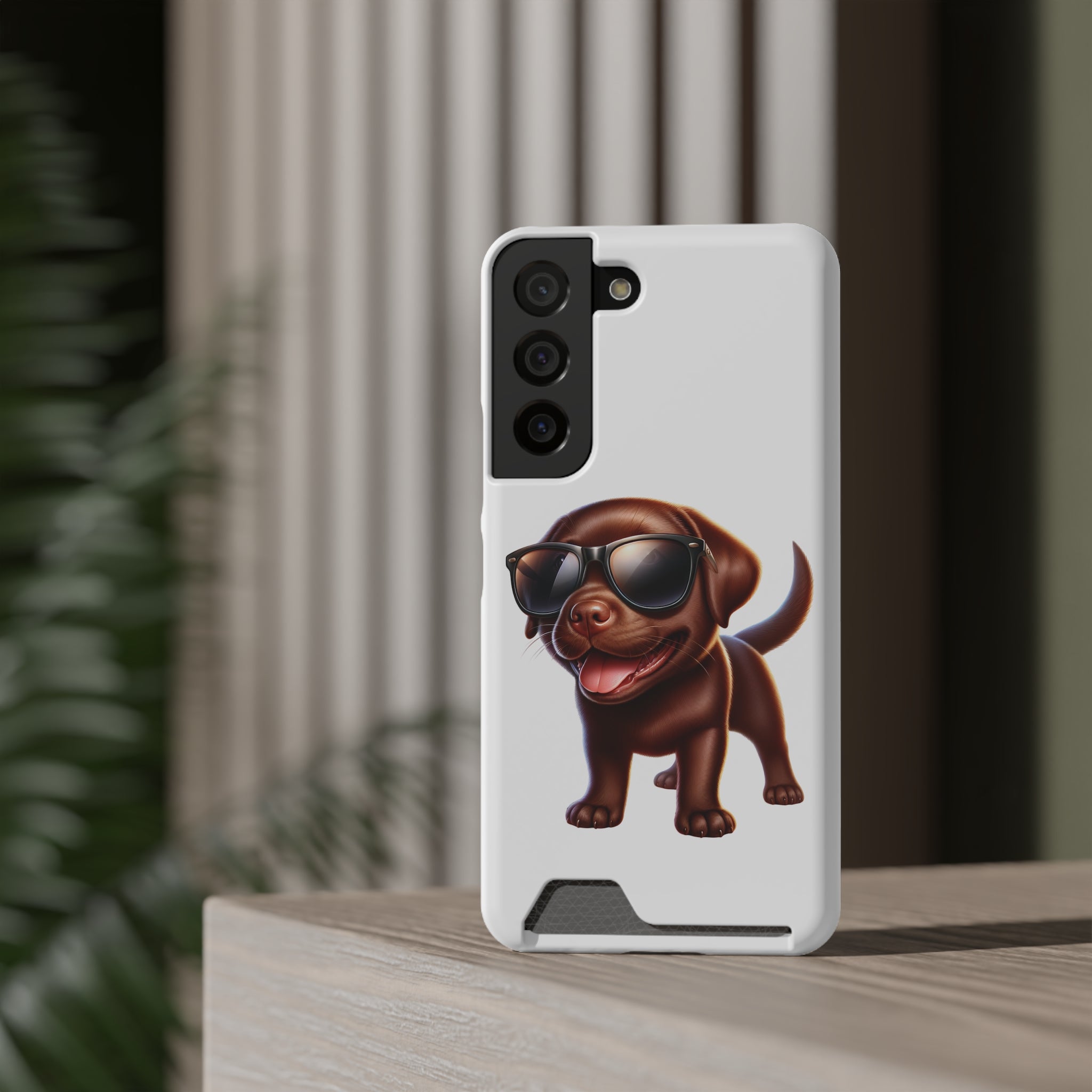 Chocolate Lab with Sunglasses Phone Case with Card Holder