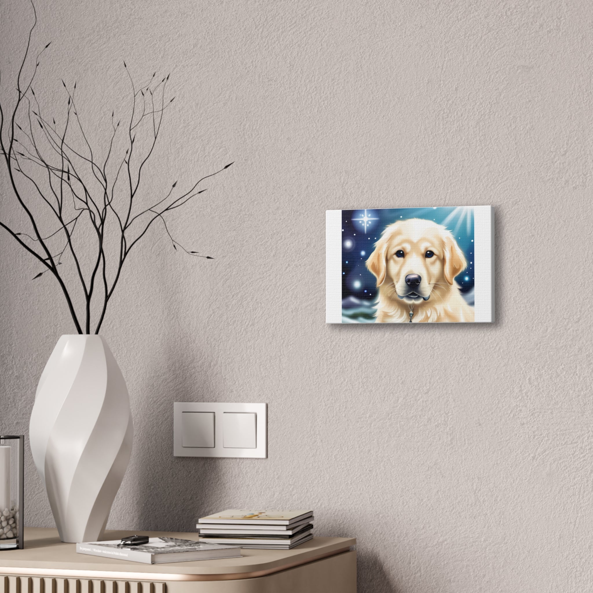 Golden Retriever Stary Night Canvas Stretched, 0.75"