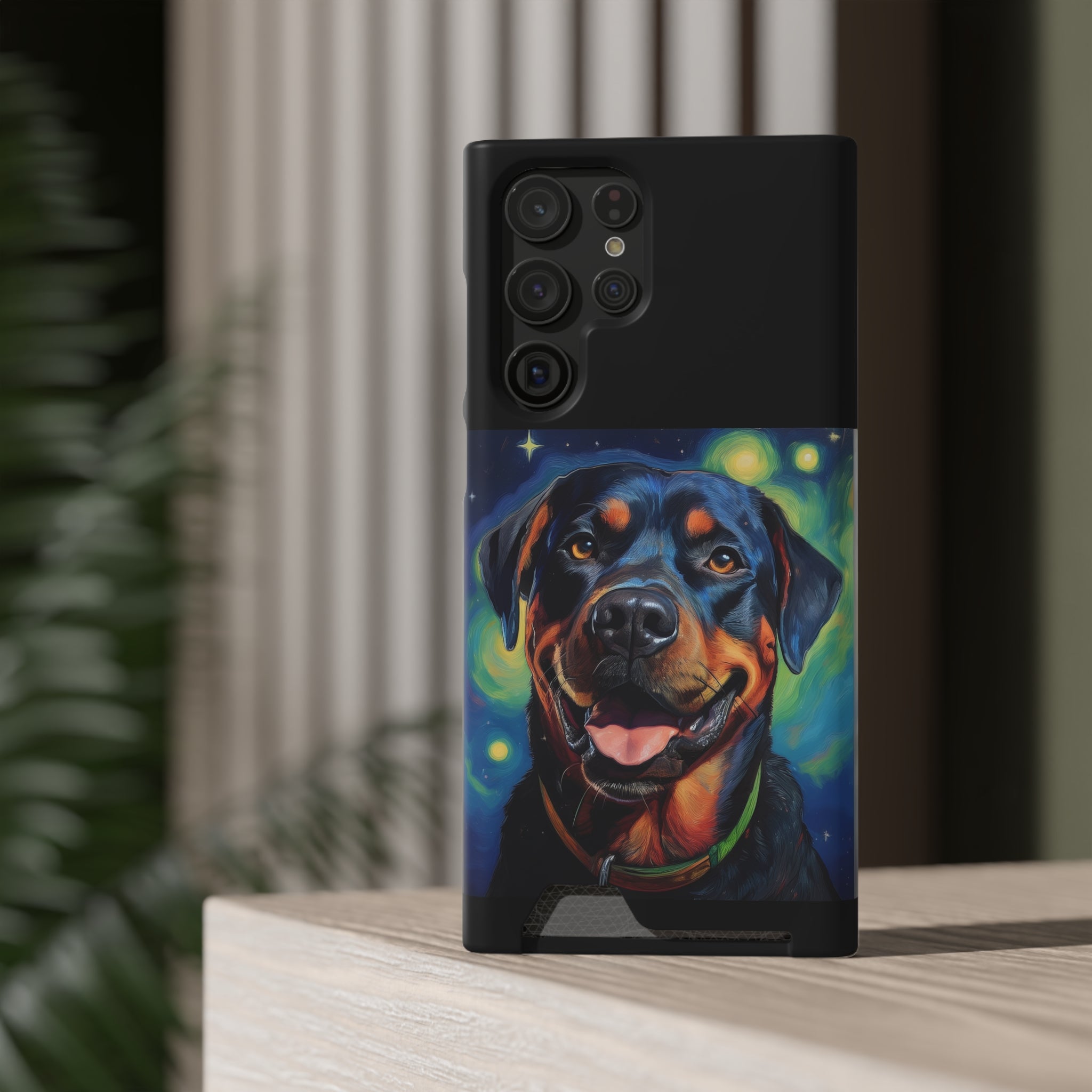 Rottweiler Stary Night Phone Case with Card Holder