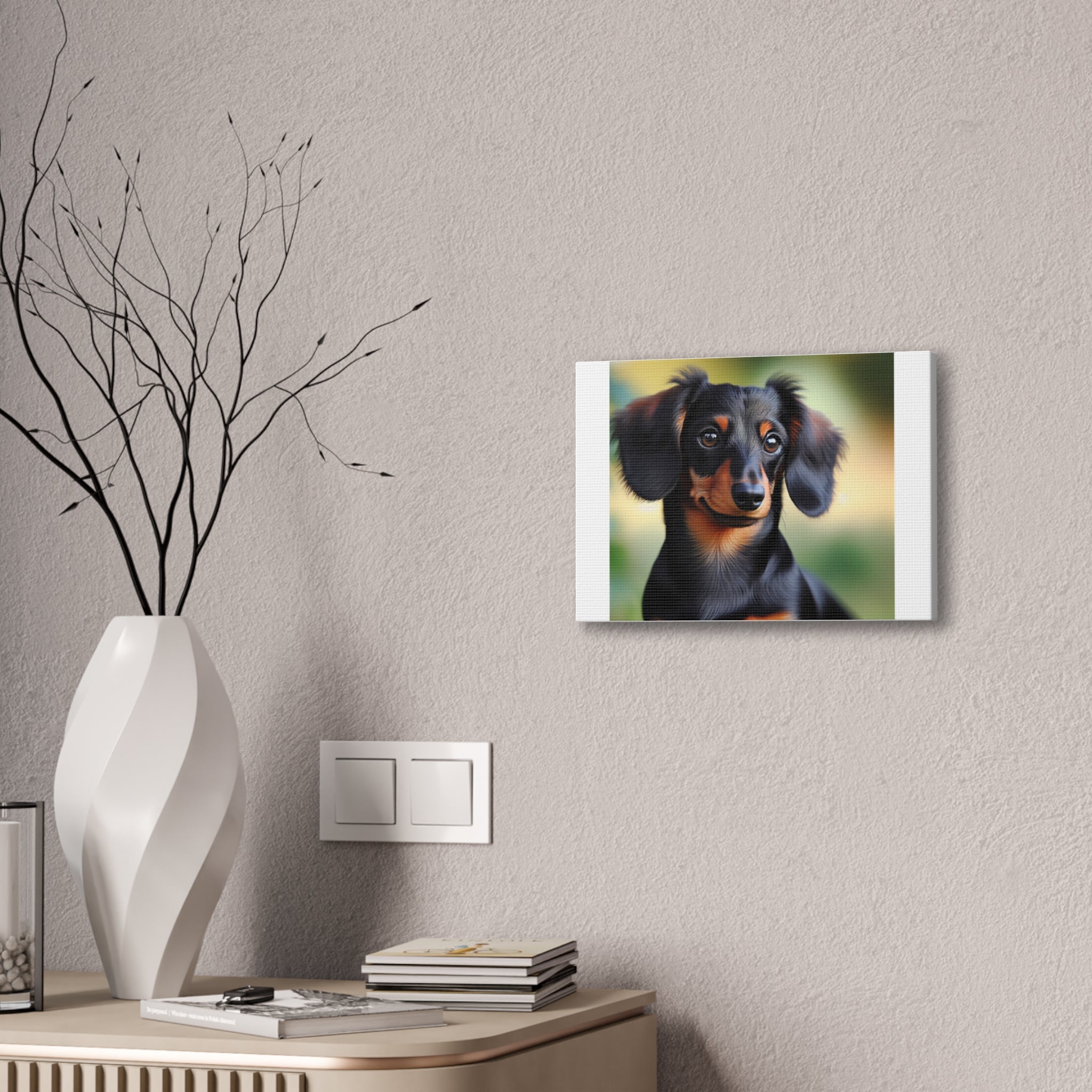 Black/Brown Dachshund Canvas Stretched, 0.75"