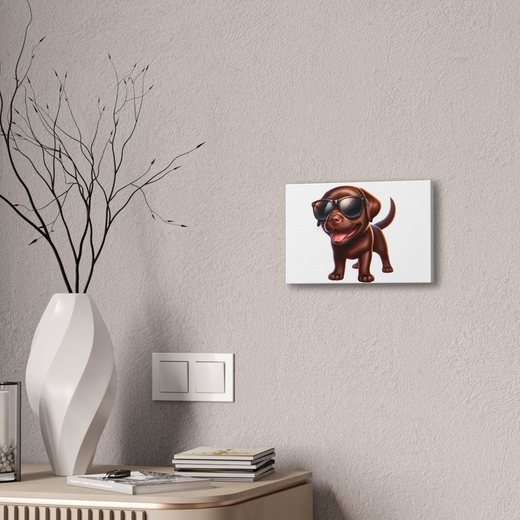 Chocolate Lab in Sunglasses Canvas Stretched, 0.75"