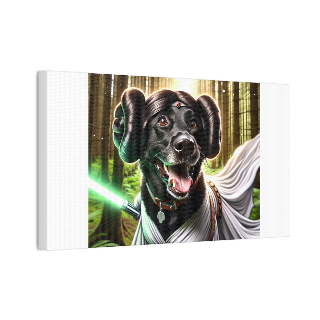 Black Lab Galaxy Princess Canvas Stretched, 0.75"