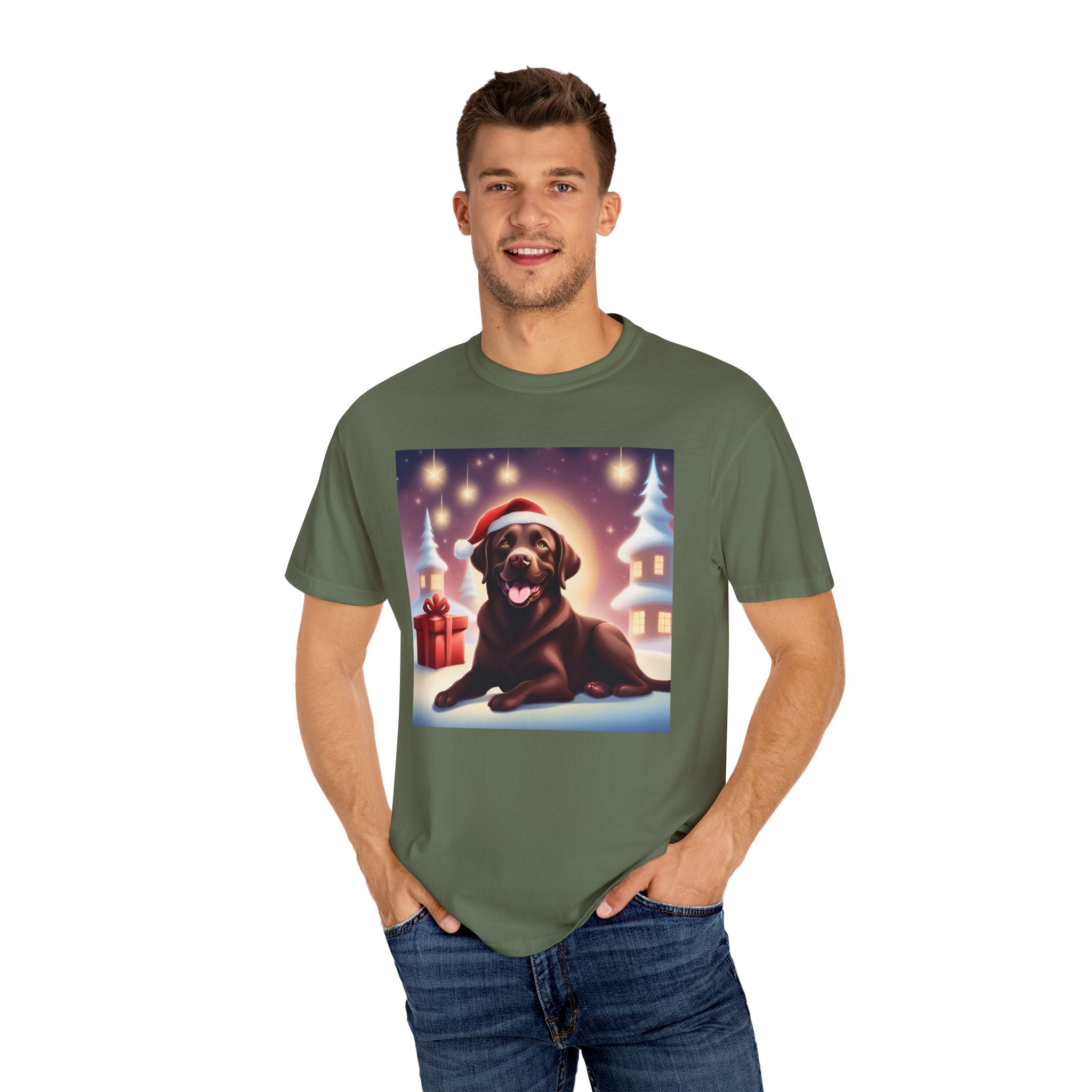 Chocolate Lab Holiday Unisex Garment-Dyed T-shirt