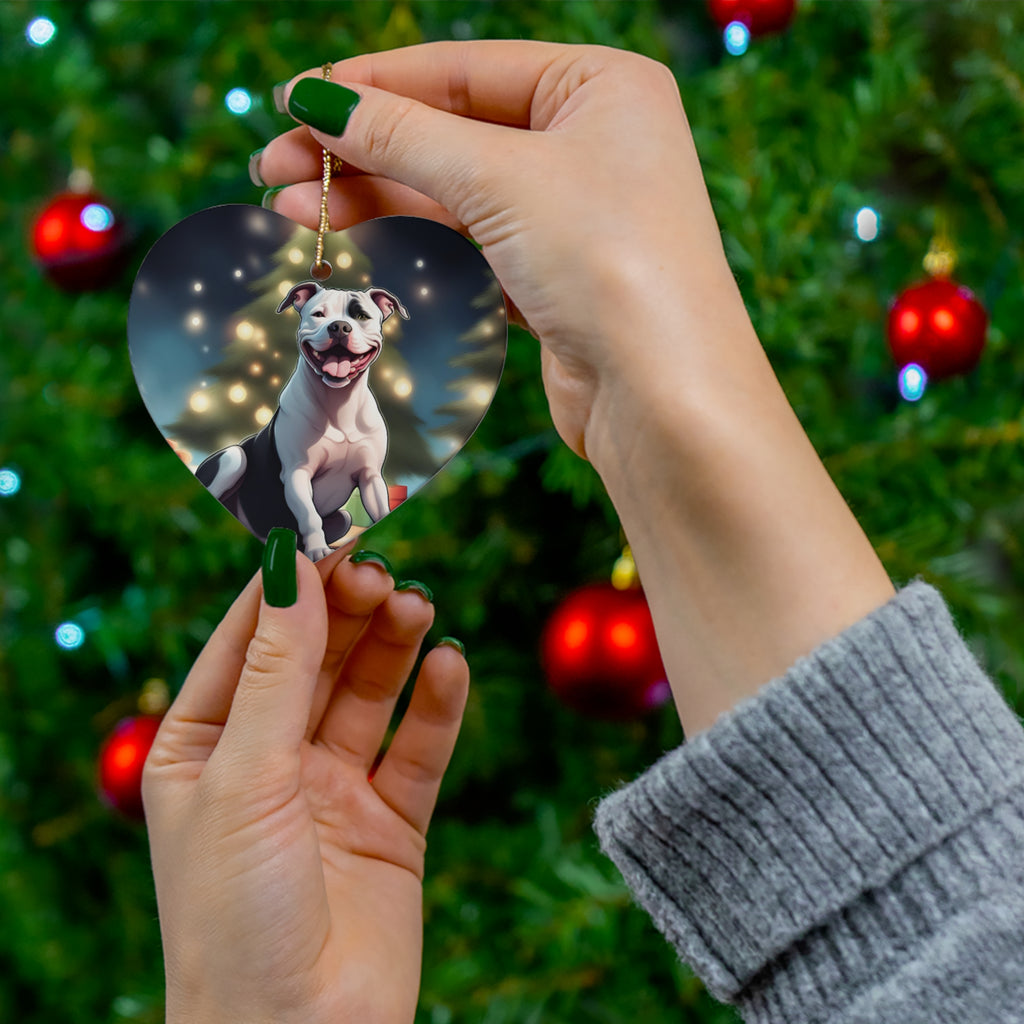Pit Bull Holiday Ceramic Ornament