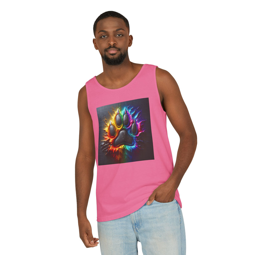 Electric Rainbow Dog Paw Unisex Tank Top