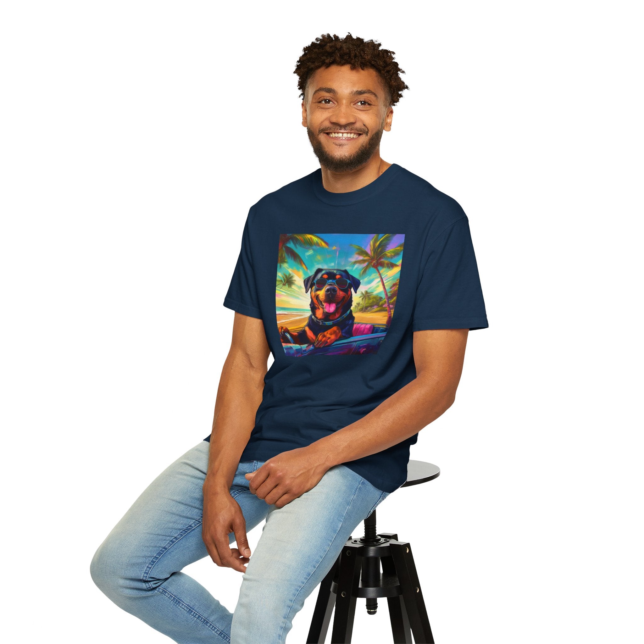 Rottweiler Beach Drive Unisex Garment-Dyed T-shirt