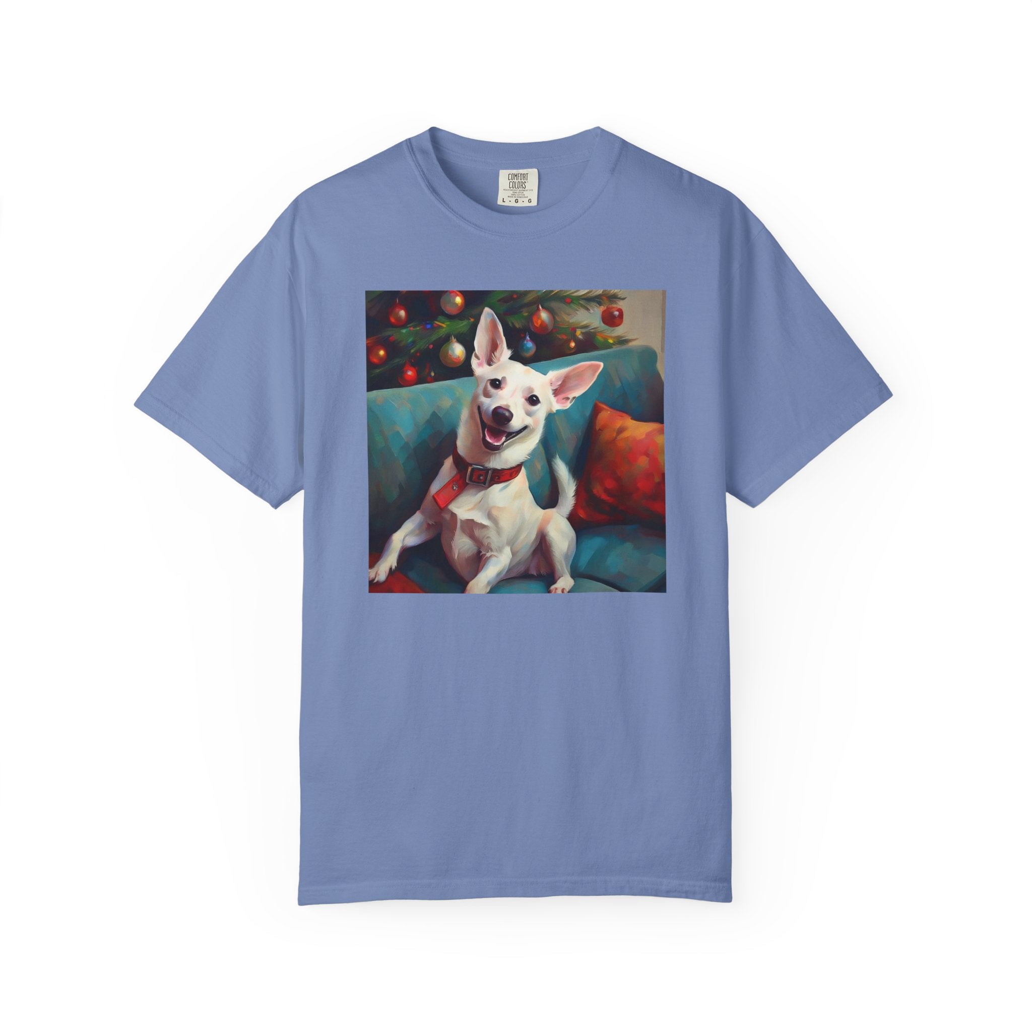 White Corgi Holiday II Unisex Garment-Dyed T-shirt