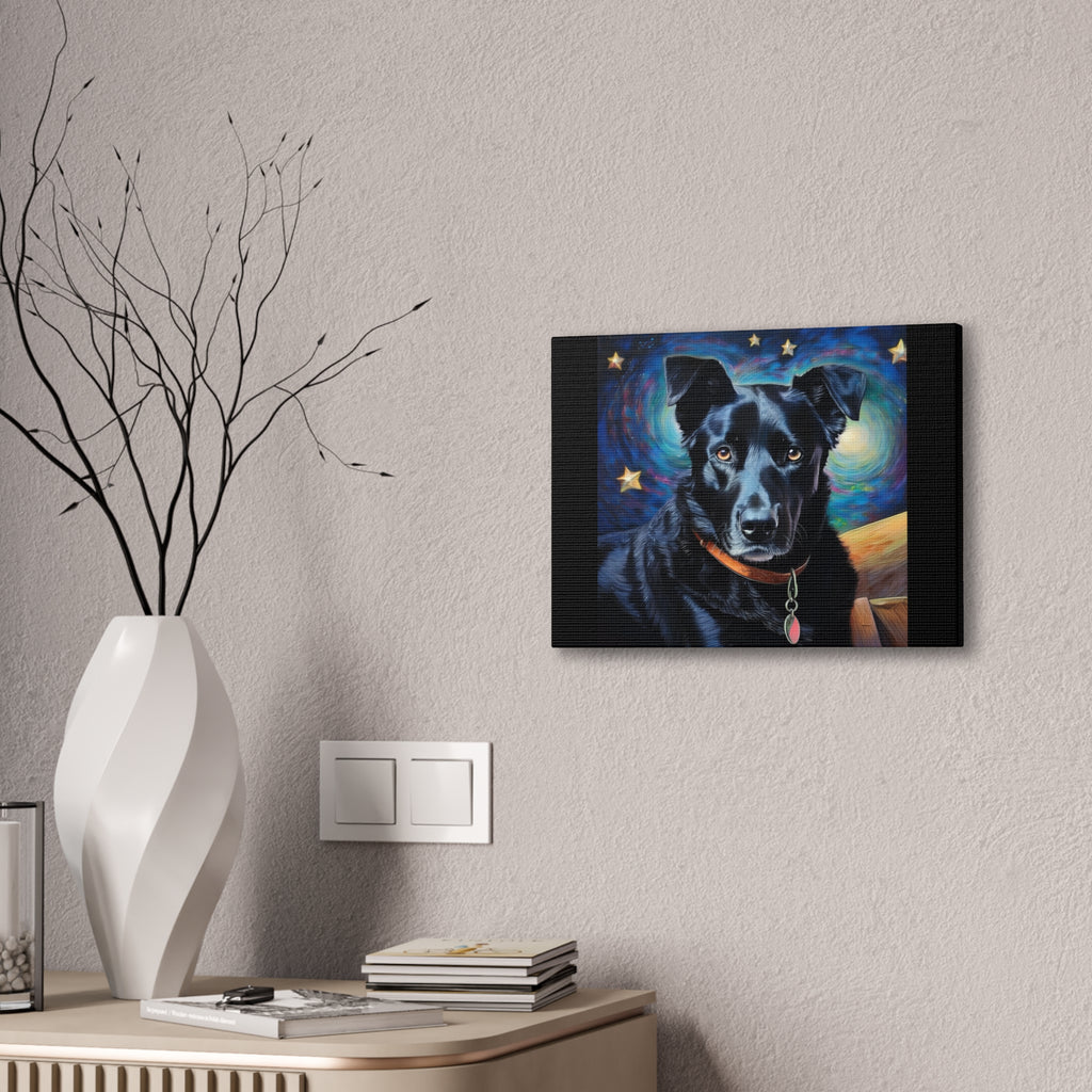 Black Shepherd Lab Stary Night Cavas Painting