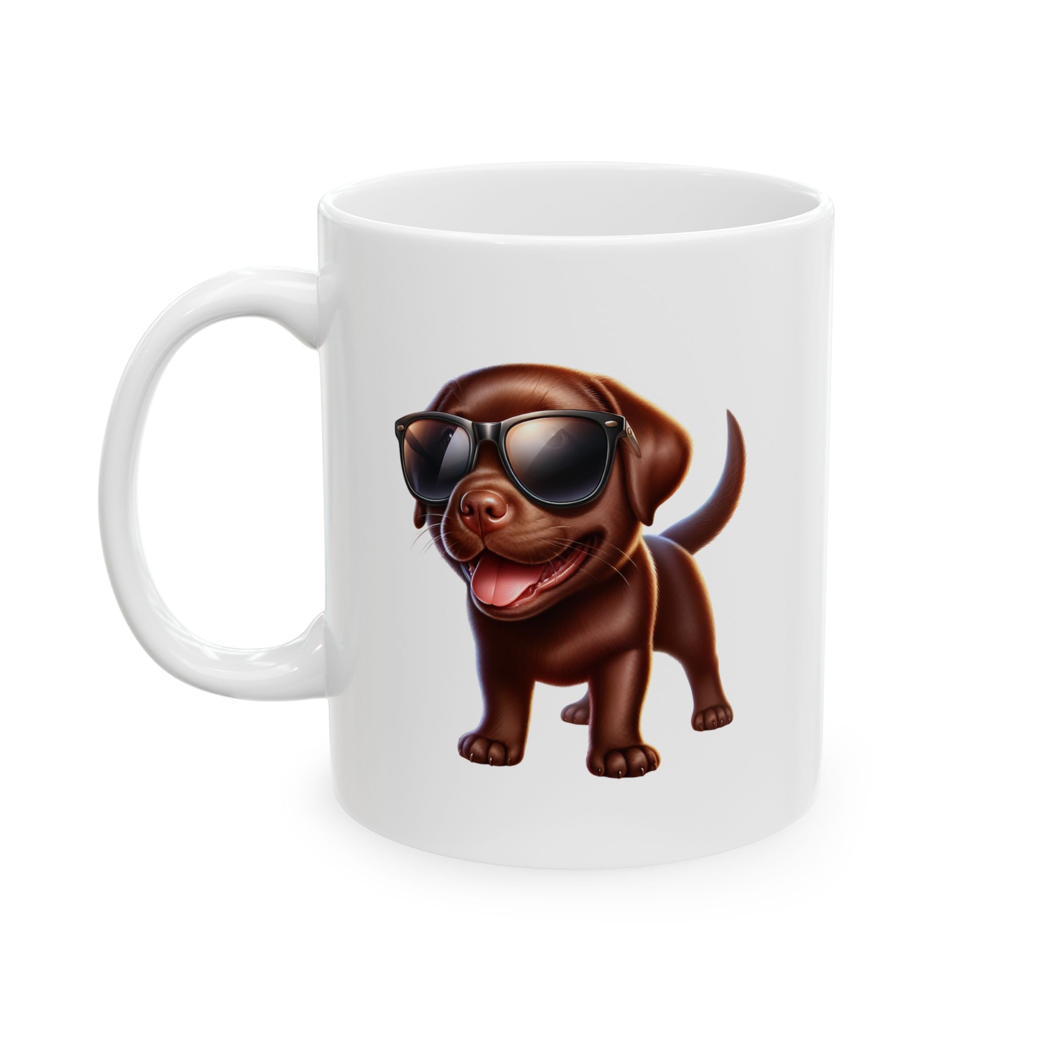 Chocolate Lab w/ sunglasses Ceramic Mug, (11oz, 15oz)