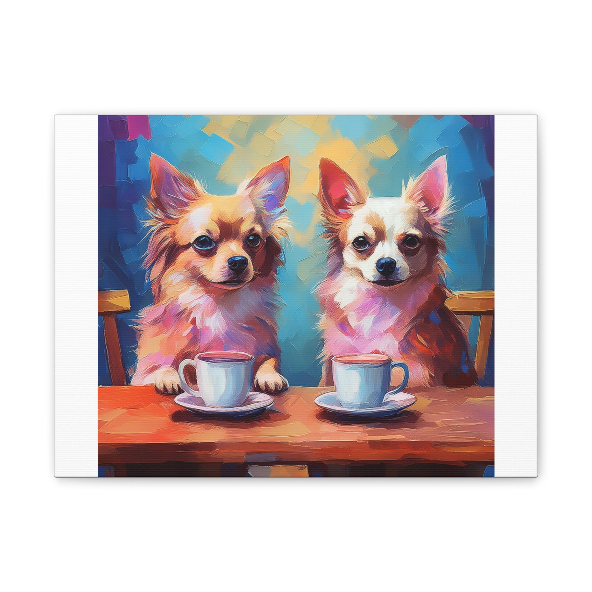 Cafe con Chihuahua Canvas Stretched, 0.75"