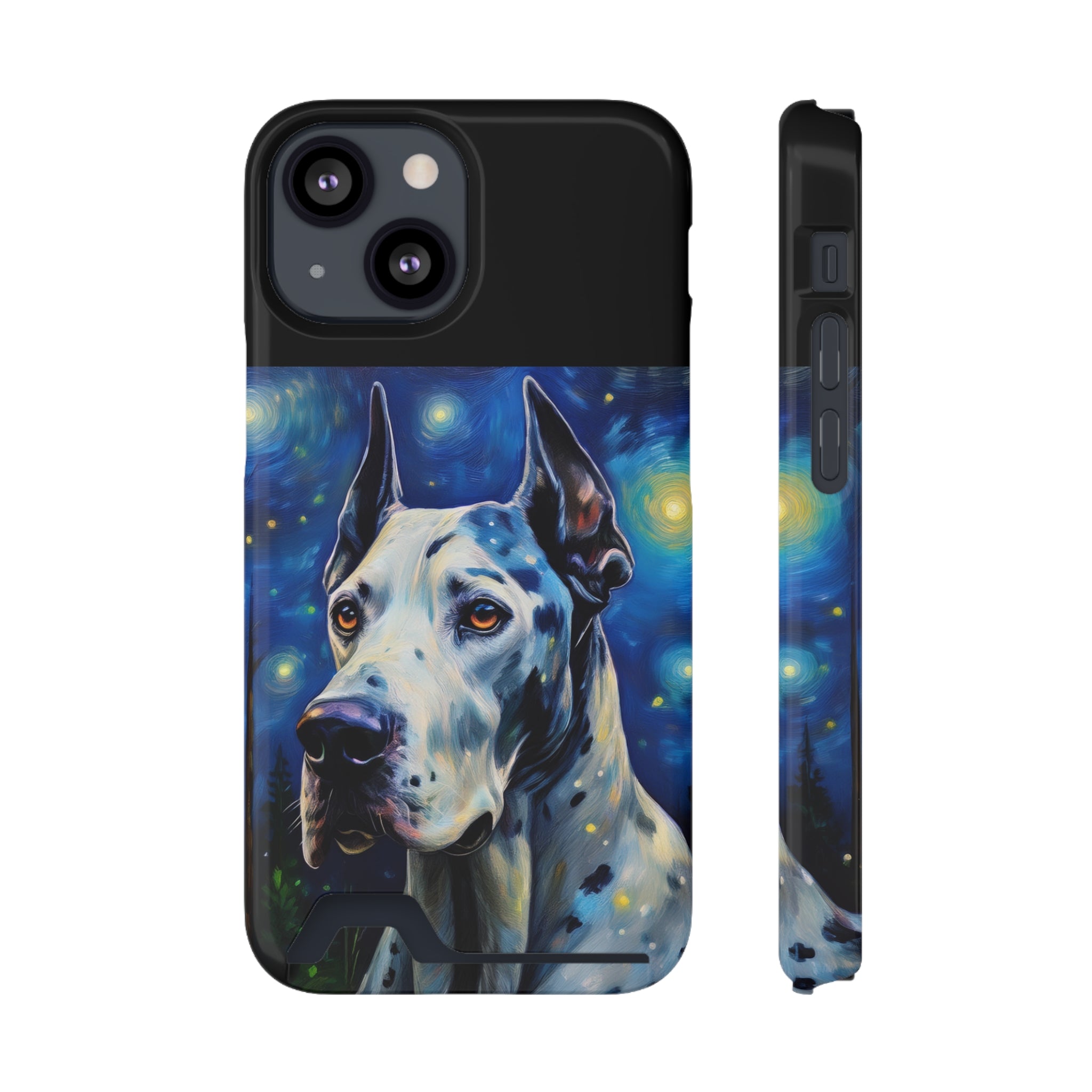 Great Dane Stary Night Phone Case with Card Holder
