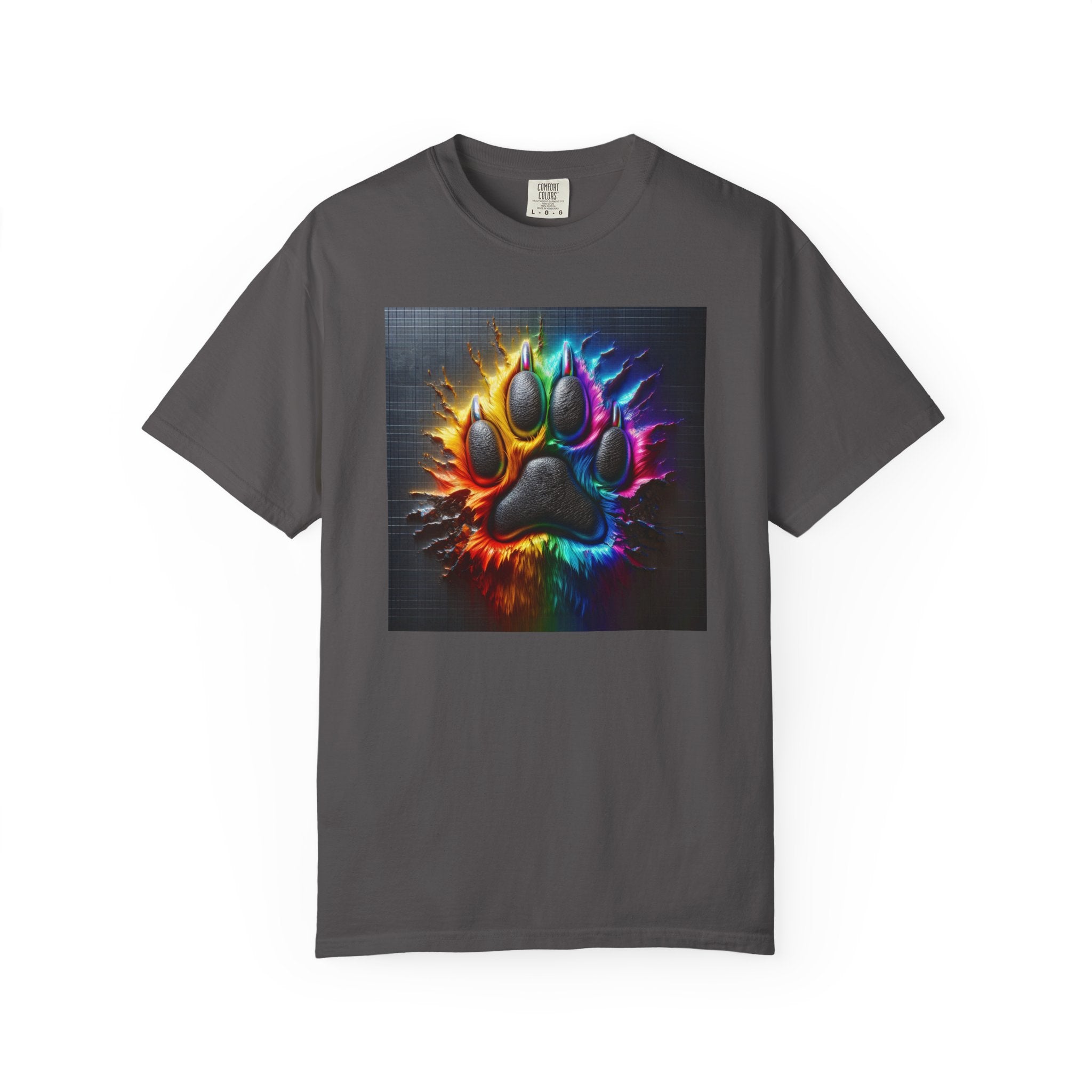 Electric Rainbow Dog Paw Unisex Garment-Dyed T-shirt