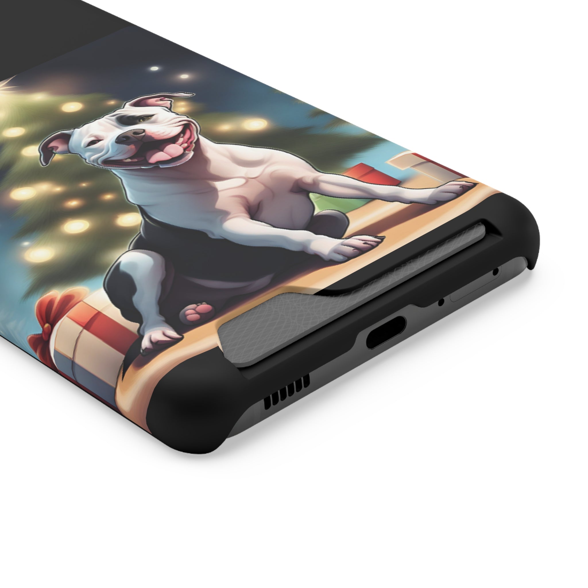 Pitbull Holiday Phone Case with Card Holder
