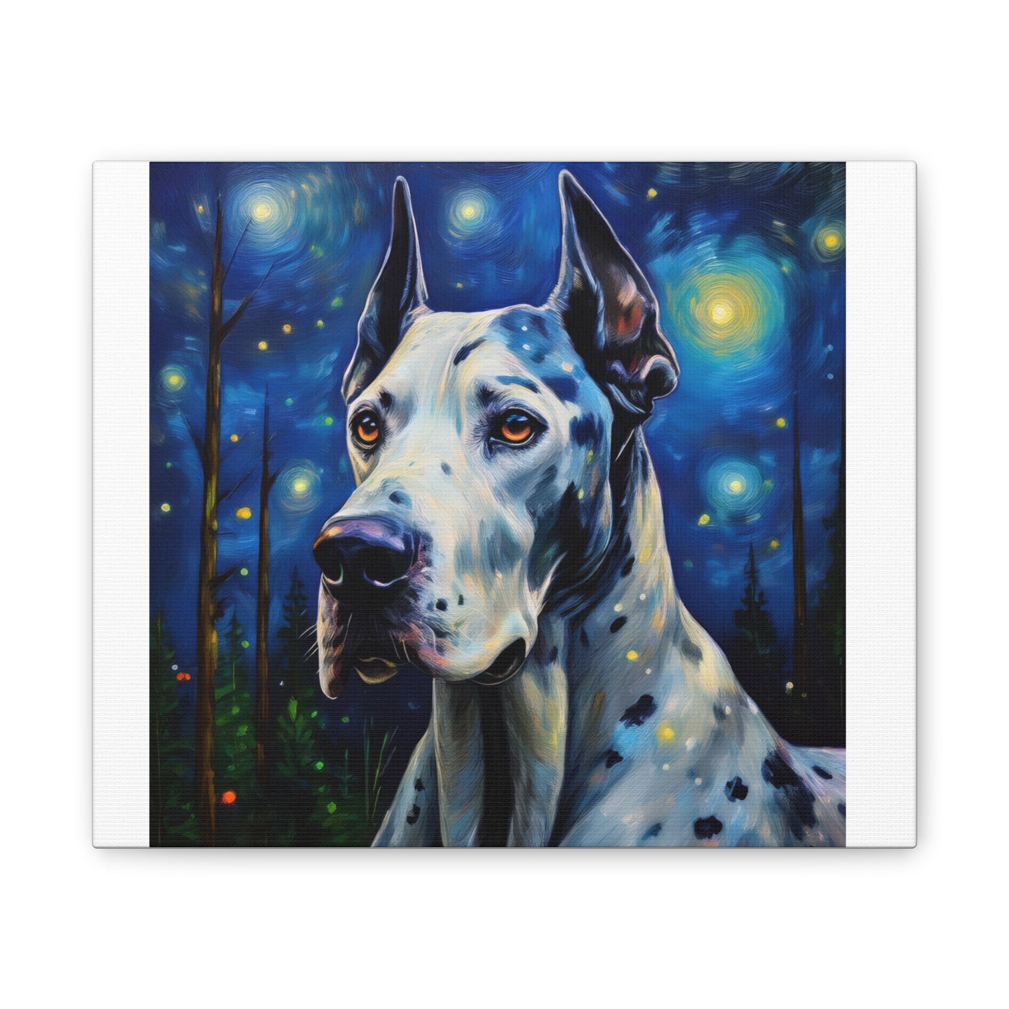 Great Dane Stary Night Canvas Stretched, 0.75"