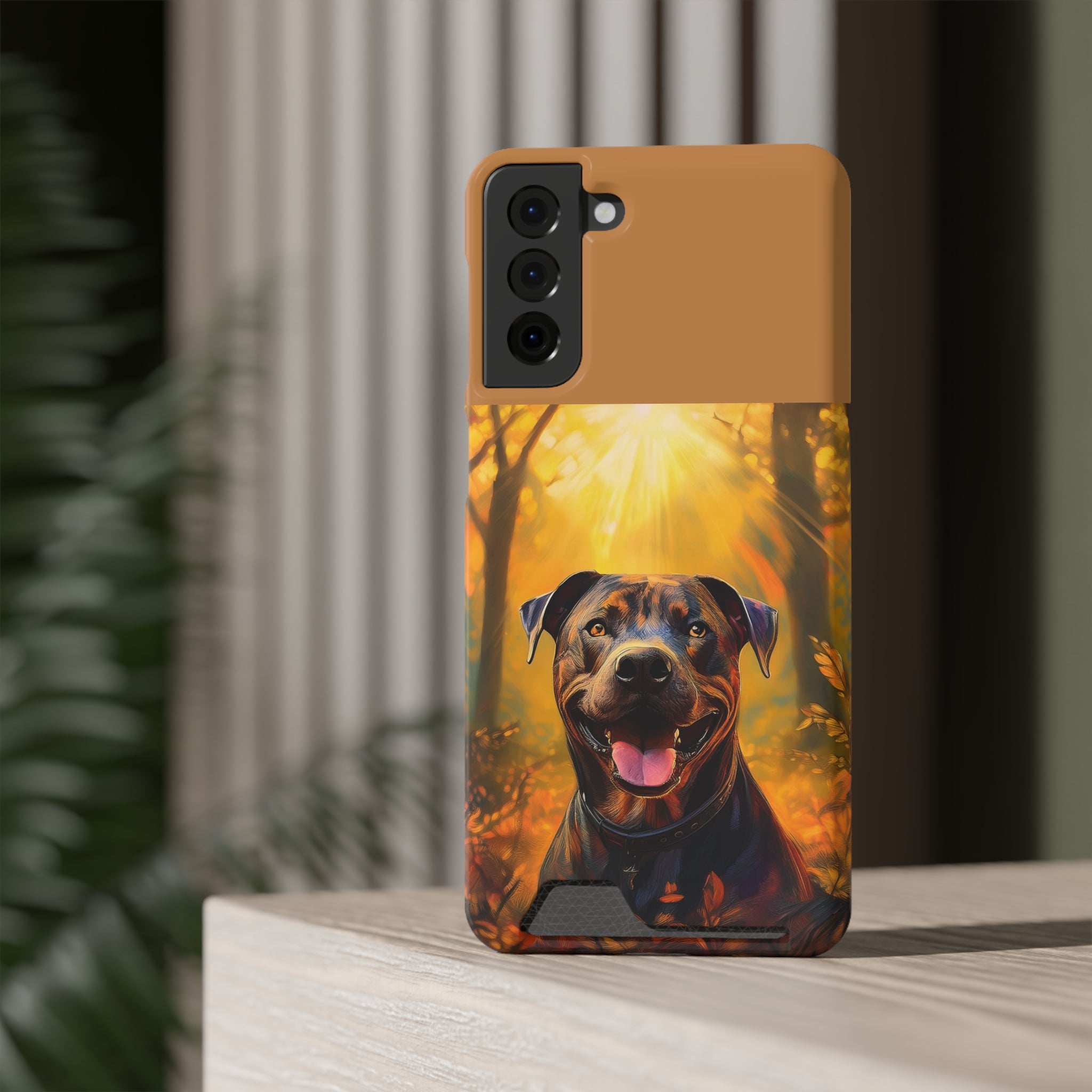 Pitbull Autumn Phone Case with Card Holder