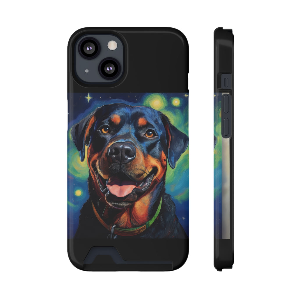 Rottweiler Stary Night Phone Case with Card Holder