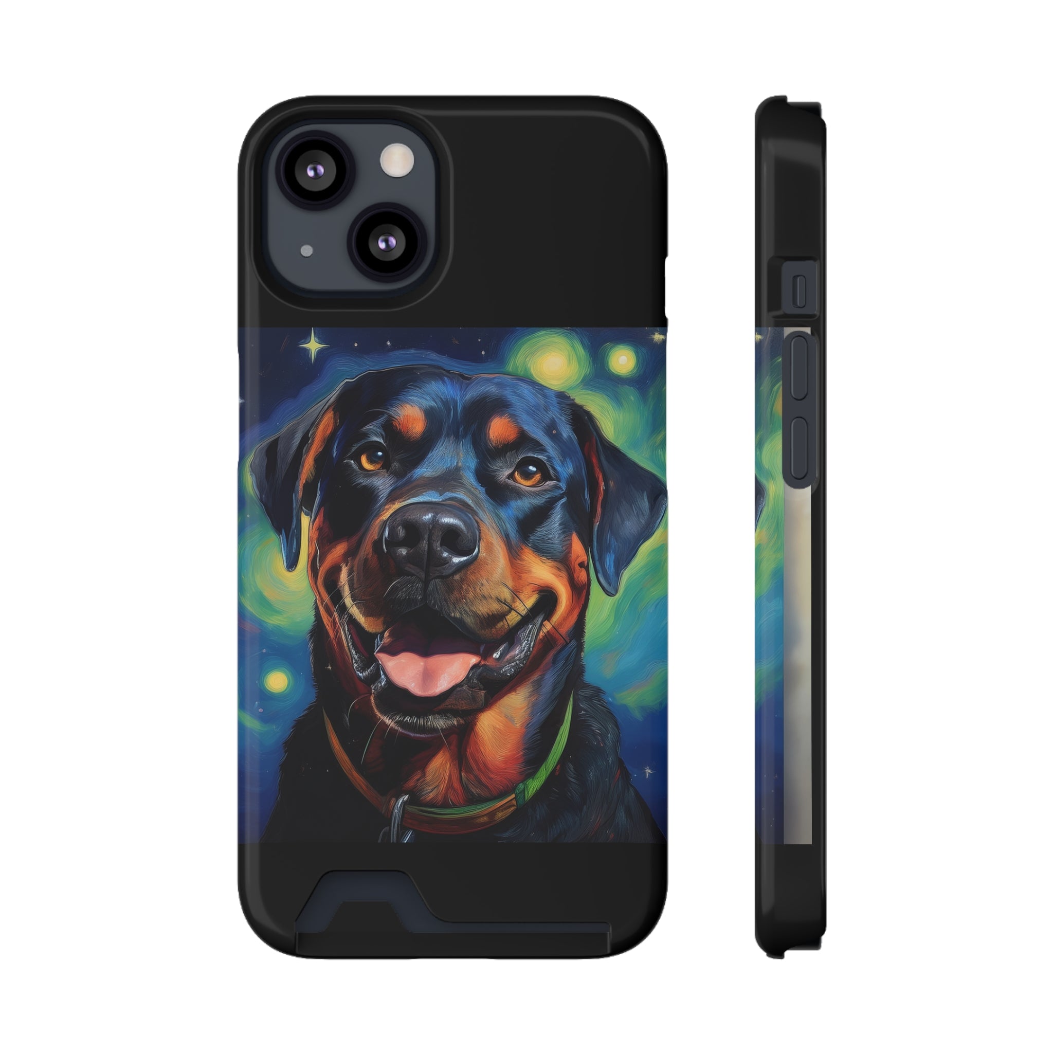 Rottweiler Stary Night Phone Case with Card Holder