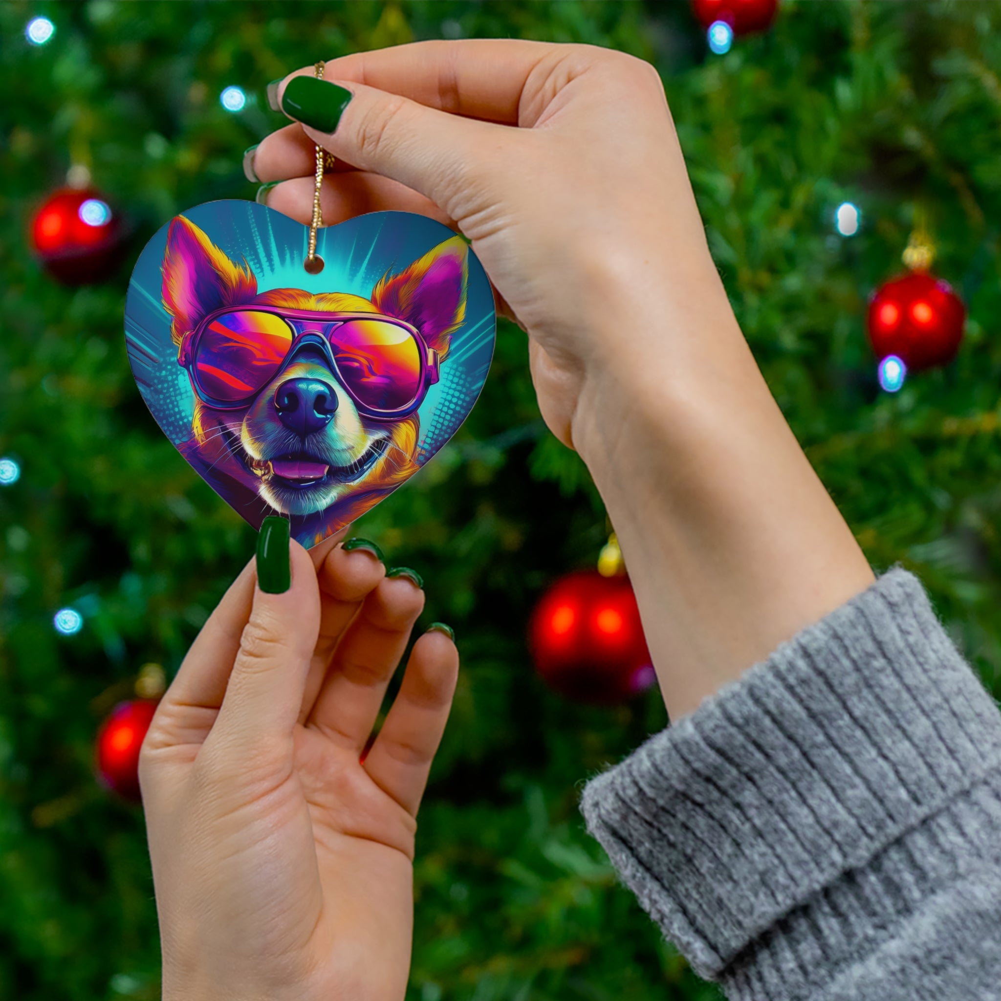 Chihuahua Cool Sunglasses Ceramic Ornament