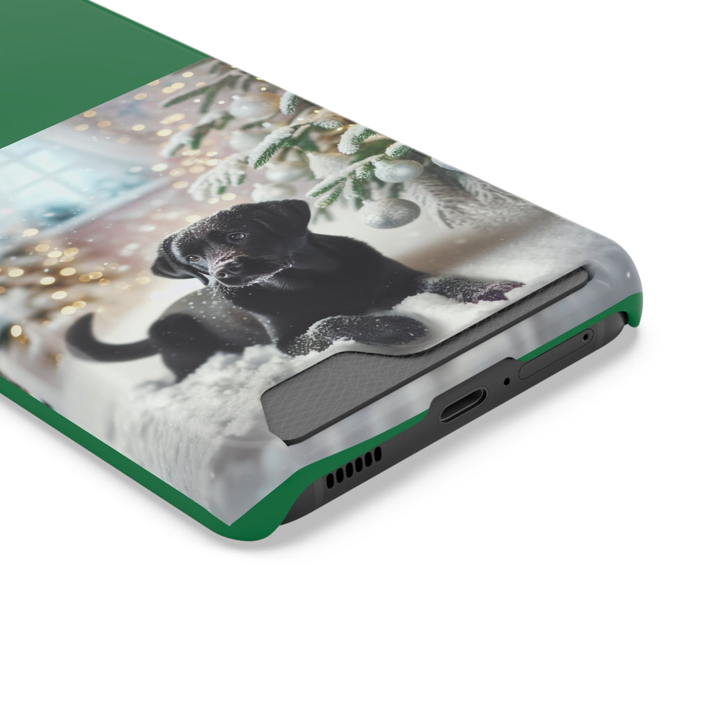 Black Lab Holiday Phone Case with Card Holder
