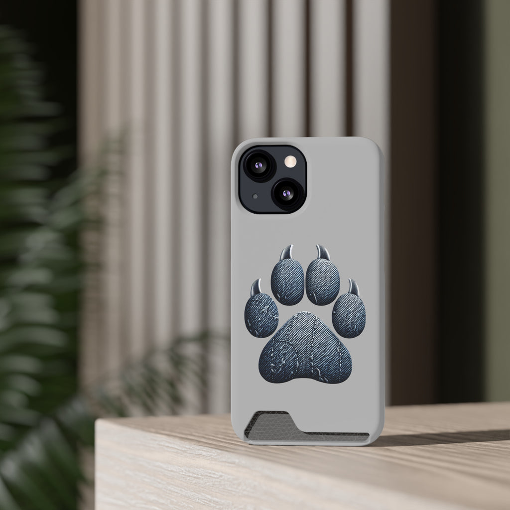 Denim Dog Paw Phone Case with Card Holder