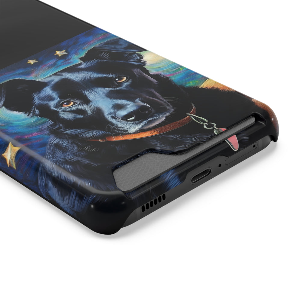 Black Shepherd Lab Stary Night Phone Case with Card Holder