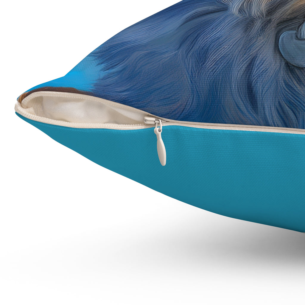 Grey Shaggy Dog Poolside Polyester Square Pillow