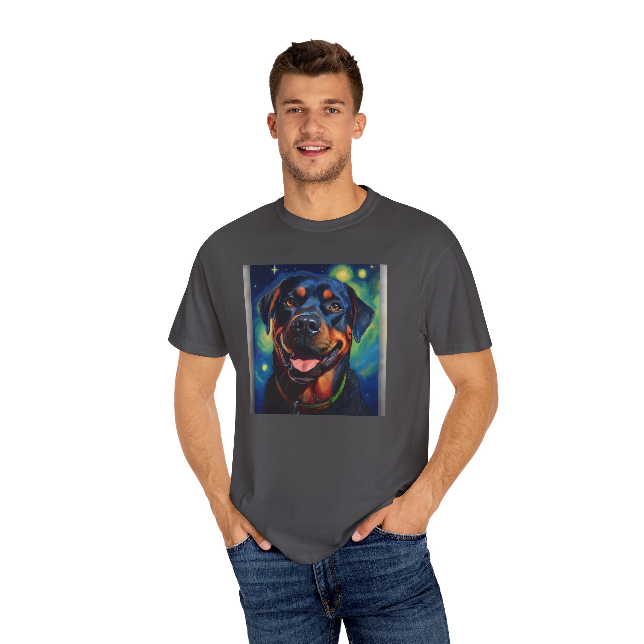 Rottweiler Stary Night Unisex Garment-Dyed T-shirt