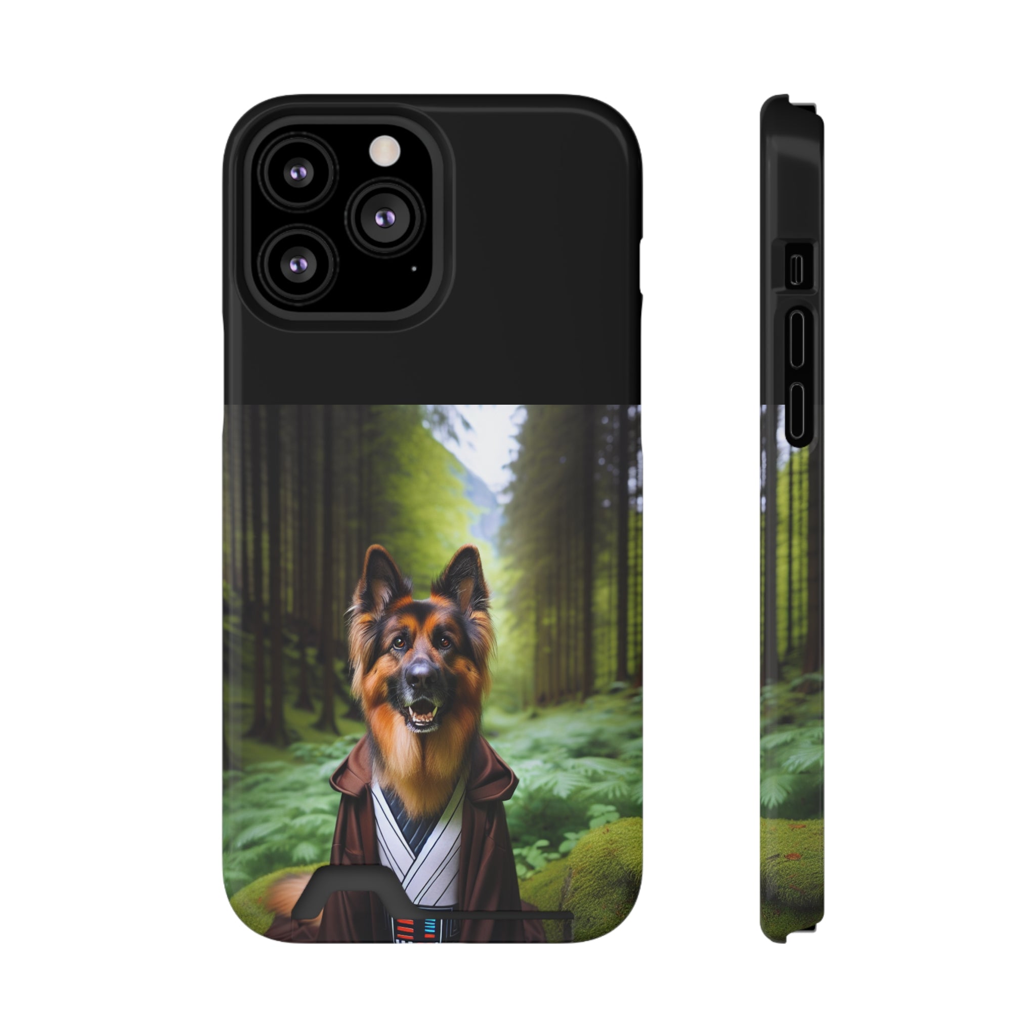 German Shepherd Forest Night Phone Case with Card Holder