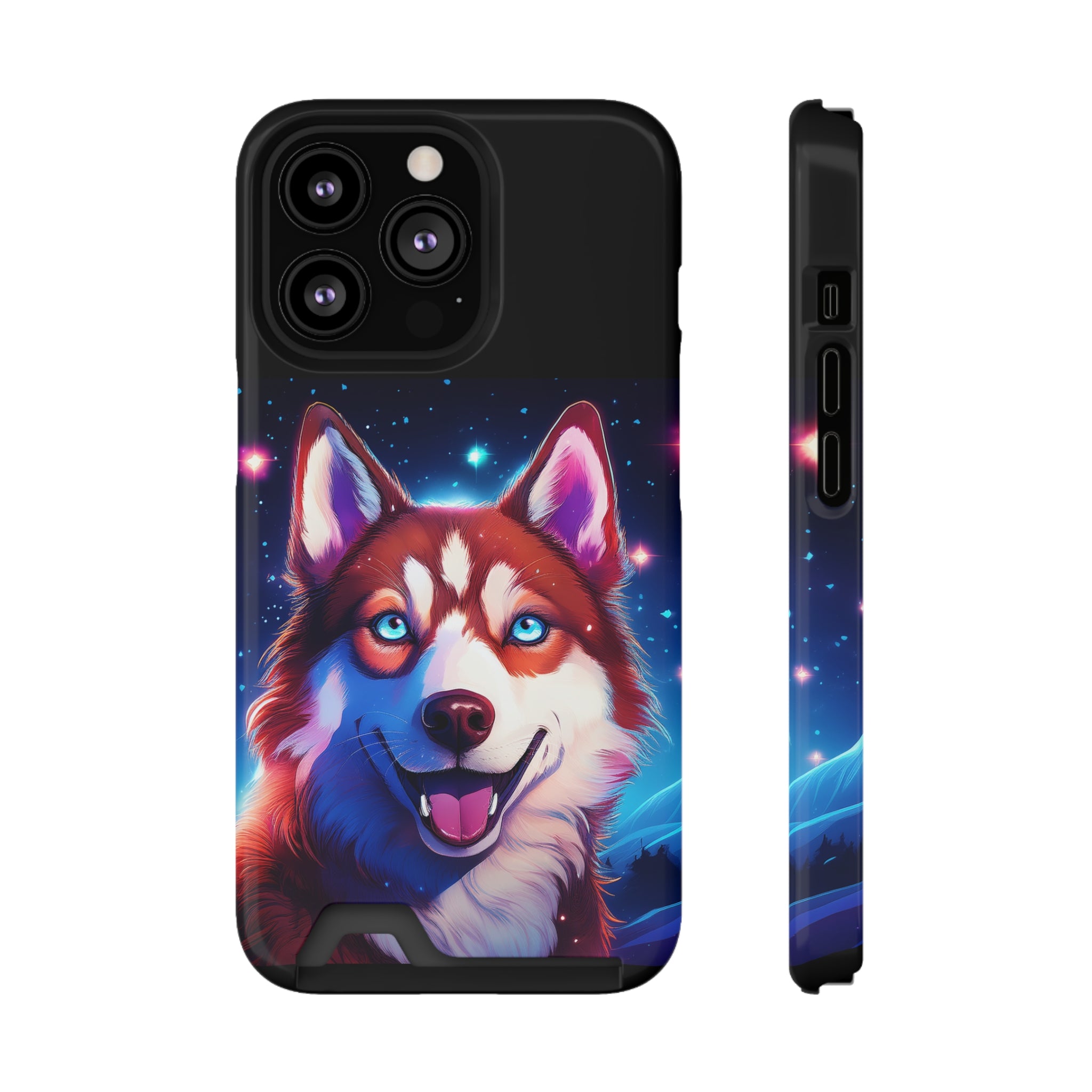 Eskimo Husky Stary Night Phone Case with Card Holder