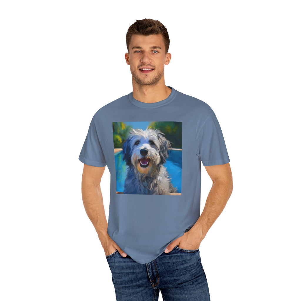 Grey Shaggy Dog Poolside Unisex Garment-Dyed T-shirt